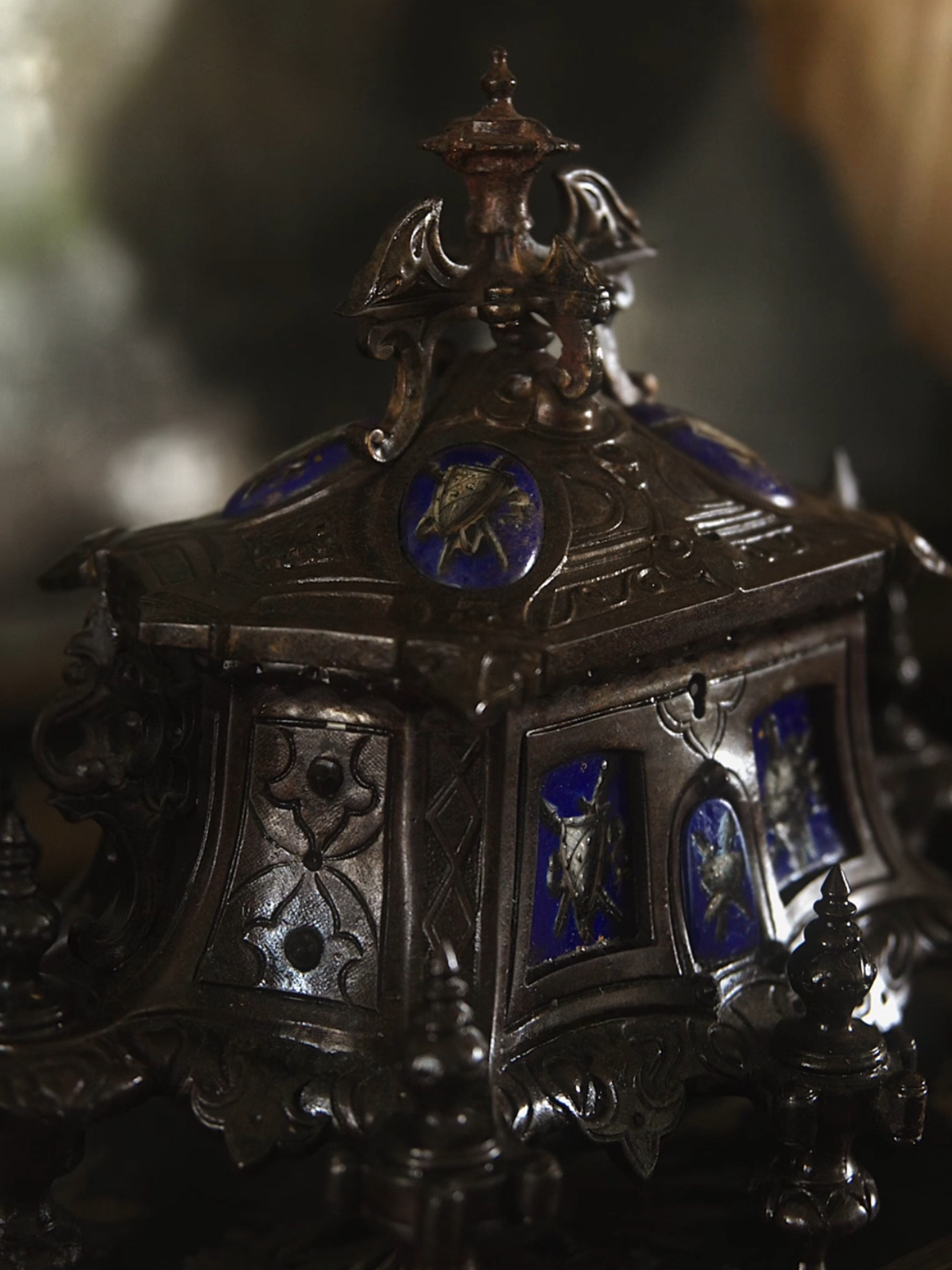 19th Century Casket With Hand Painted Porcelain Accents