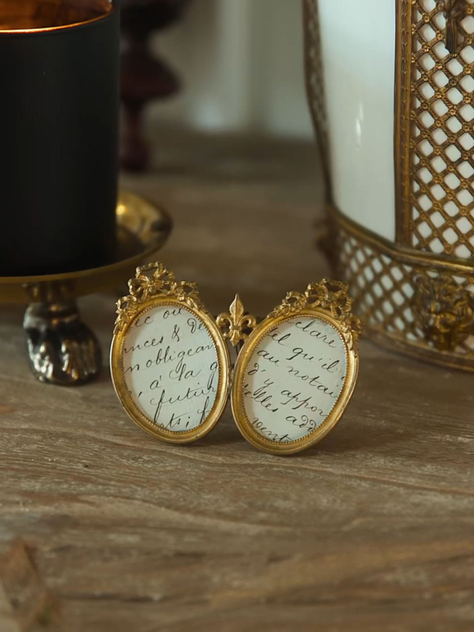 19th Century French Gilt Double Oval Miniature Frame