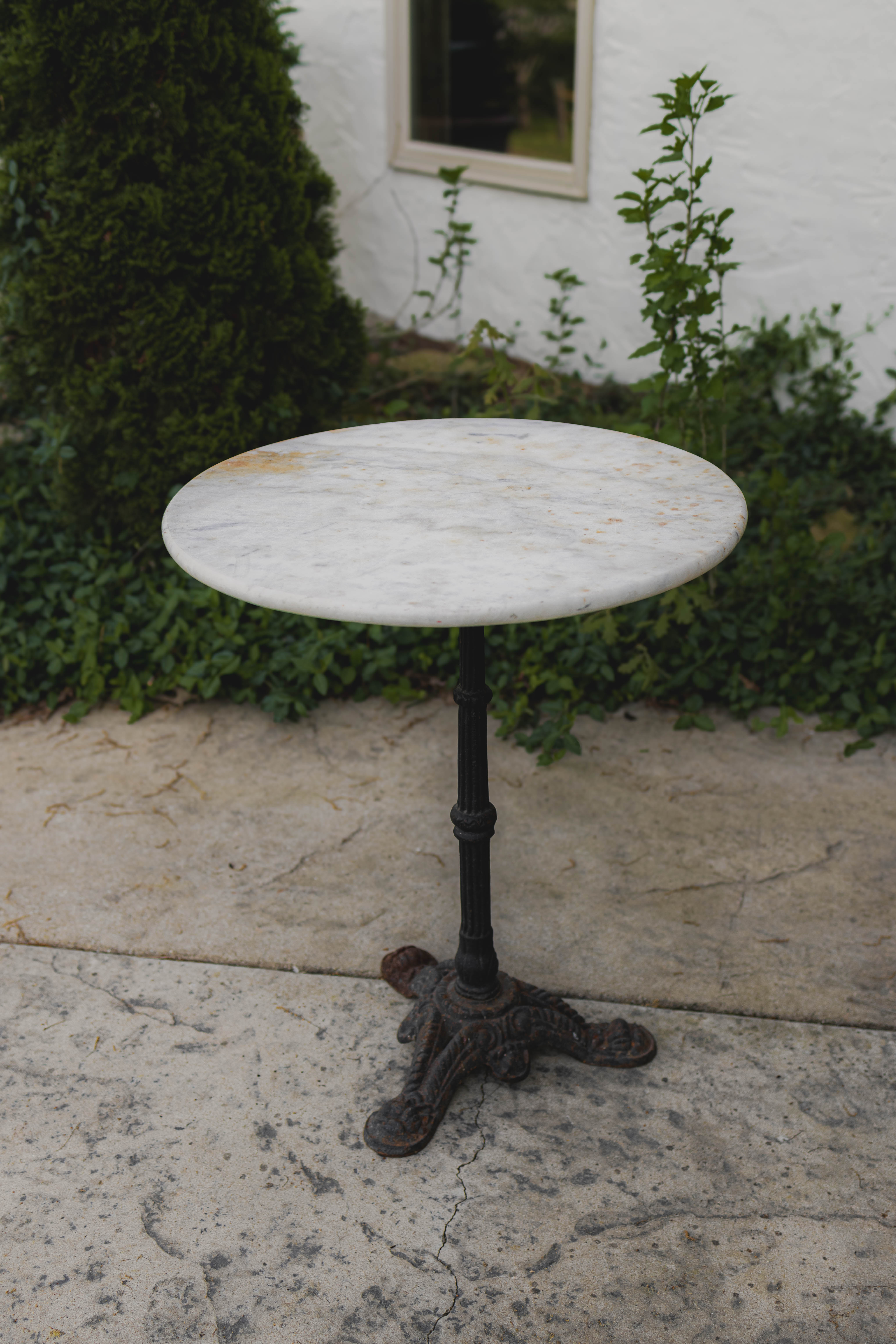 Antique French Marble Top Bistro Table