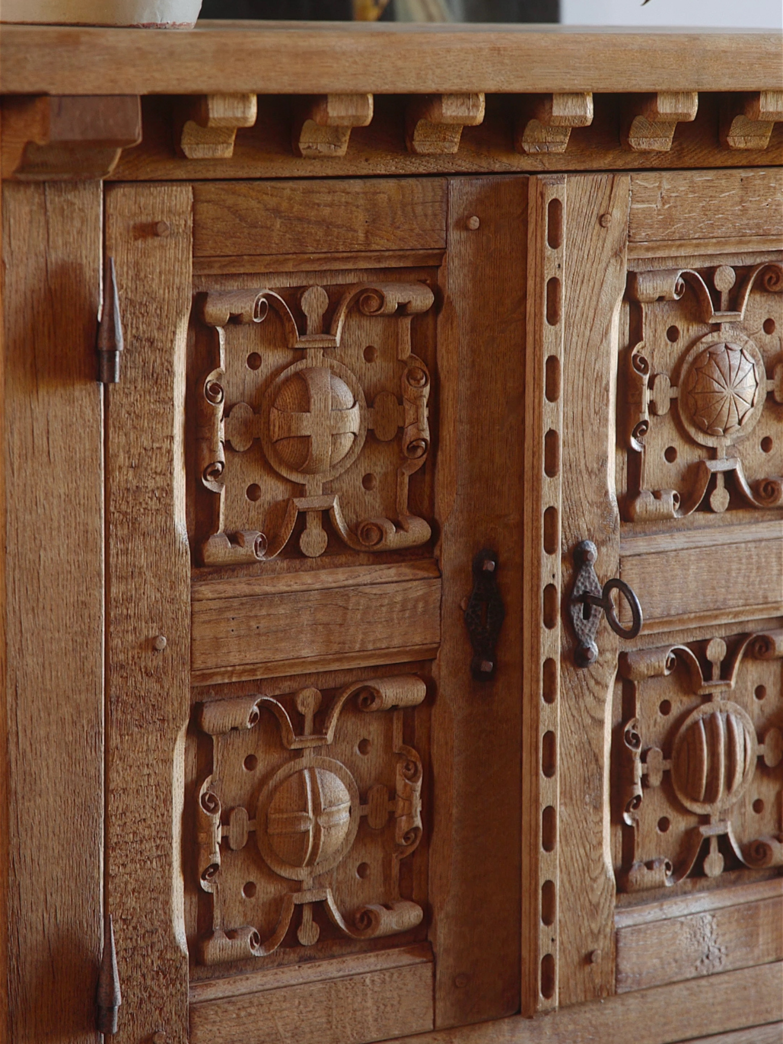Spanish Carved Oak Cabinet