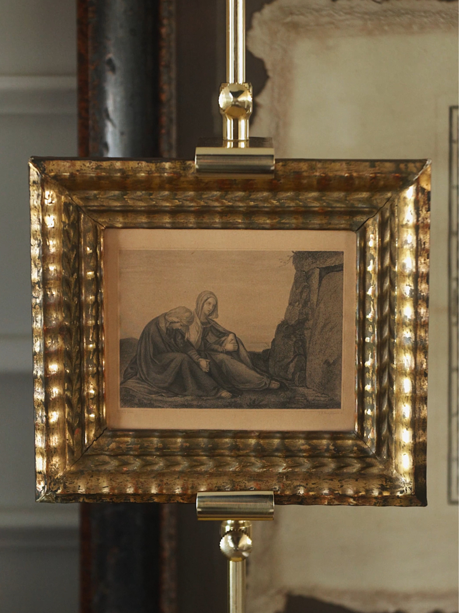 Antique Religious Engraving in Gilt Frame