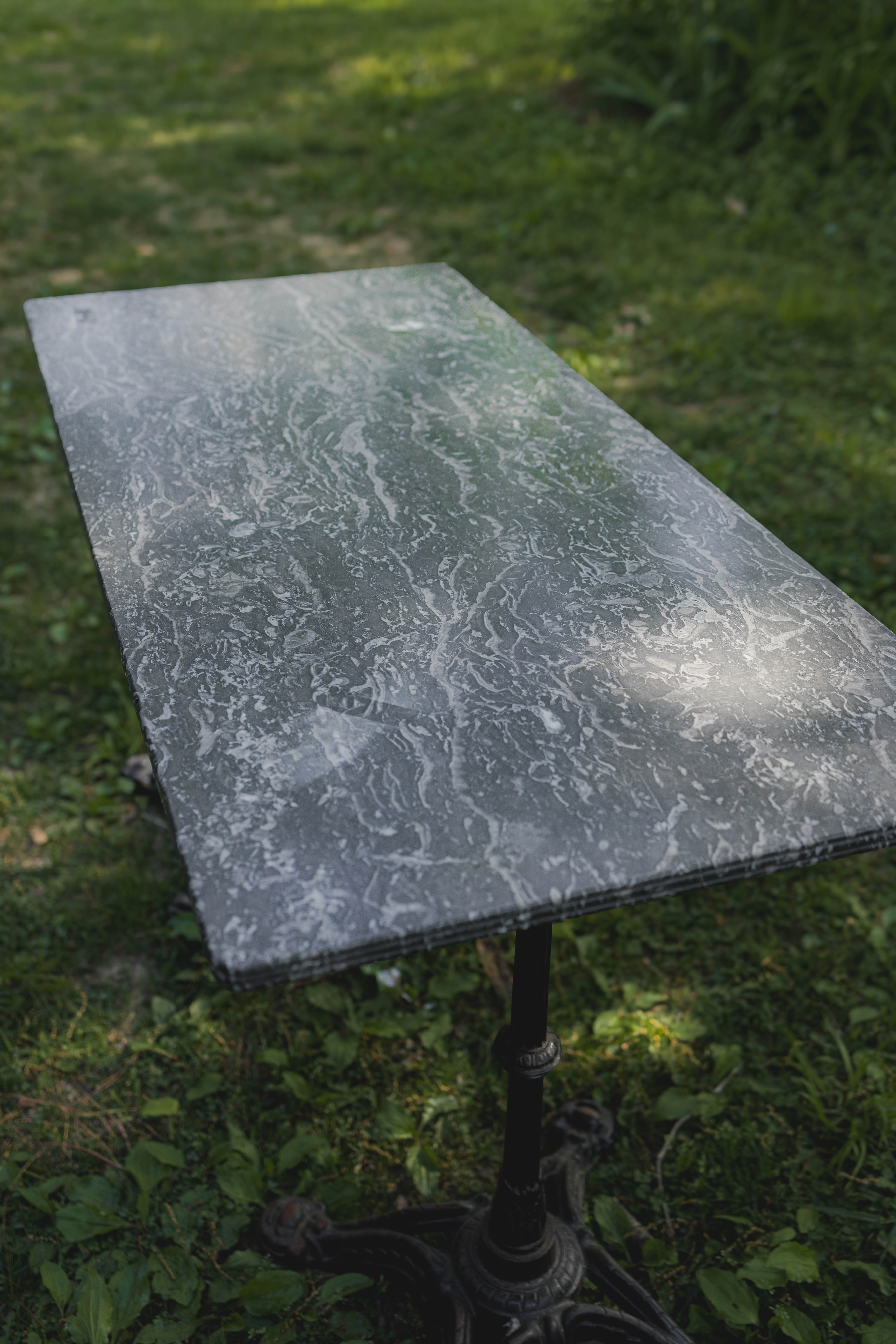 French Black Marble Top Garden Table