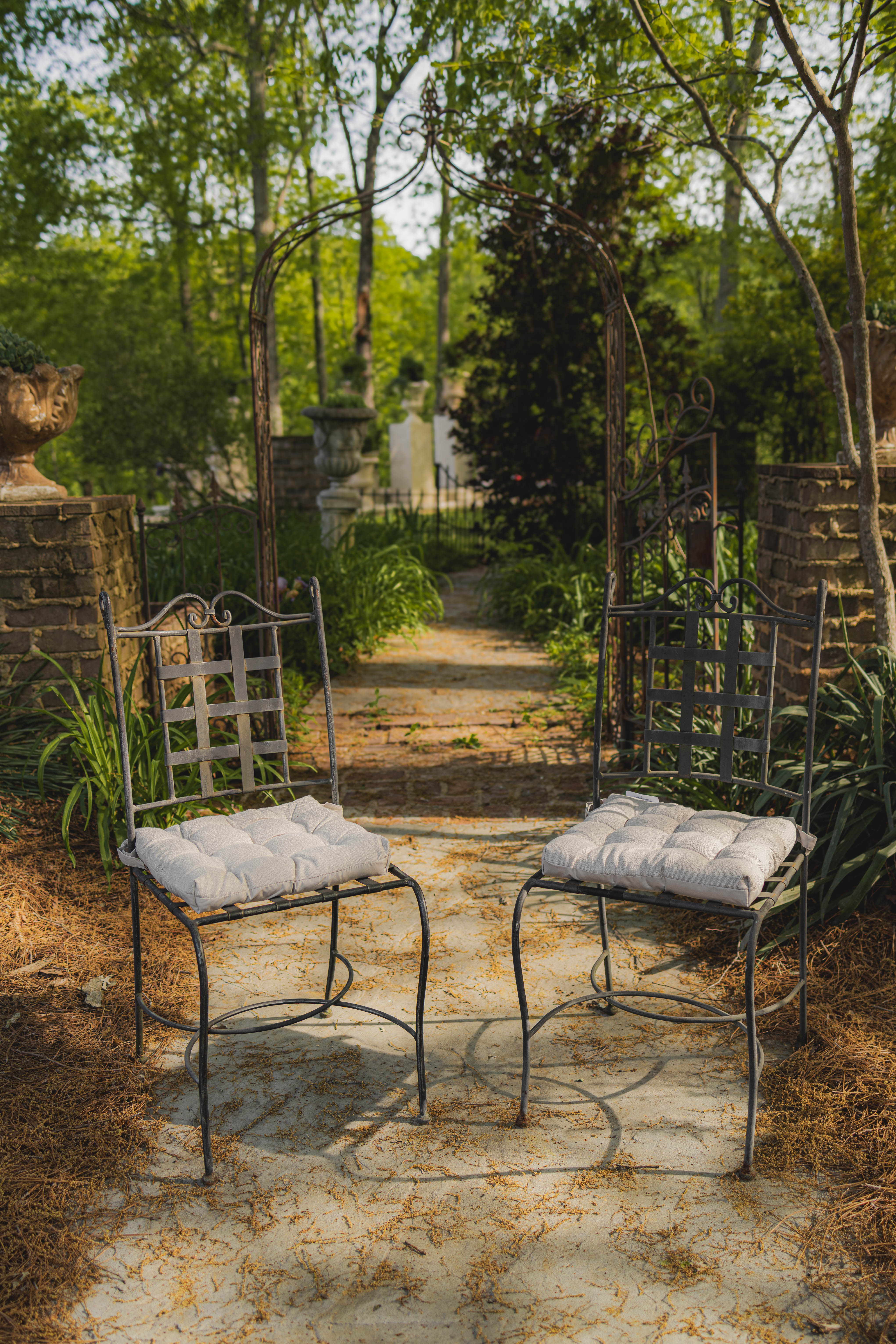 Pair of Two French Wrought Iron Garden Chairs