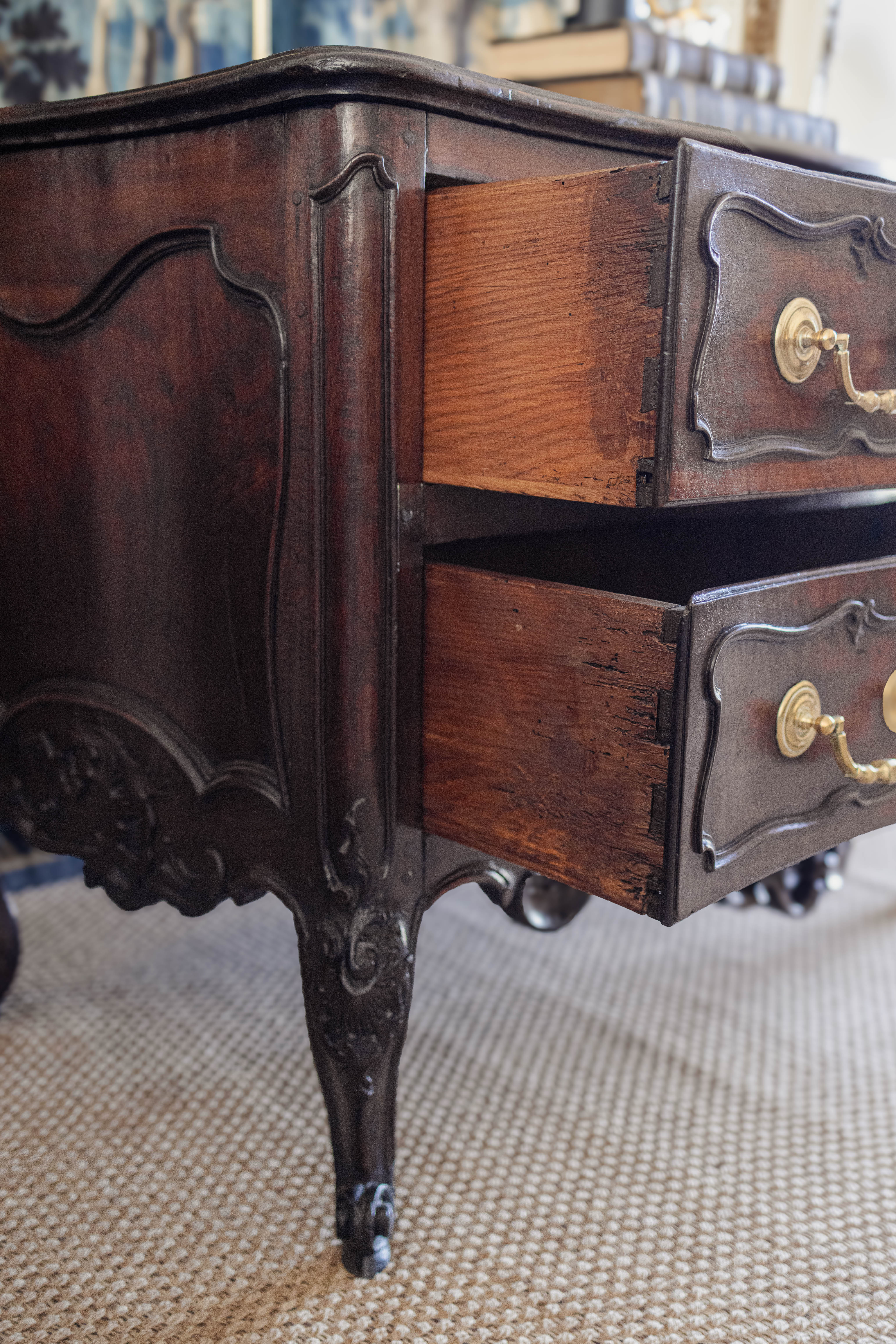 1740s Louis XV Carved Walnut Commode