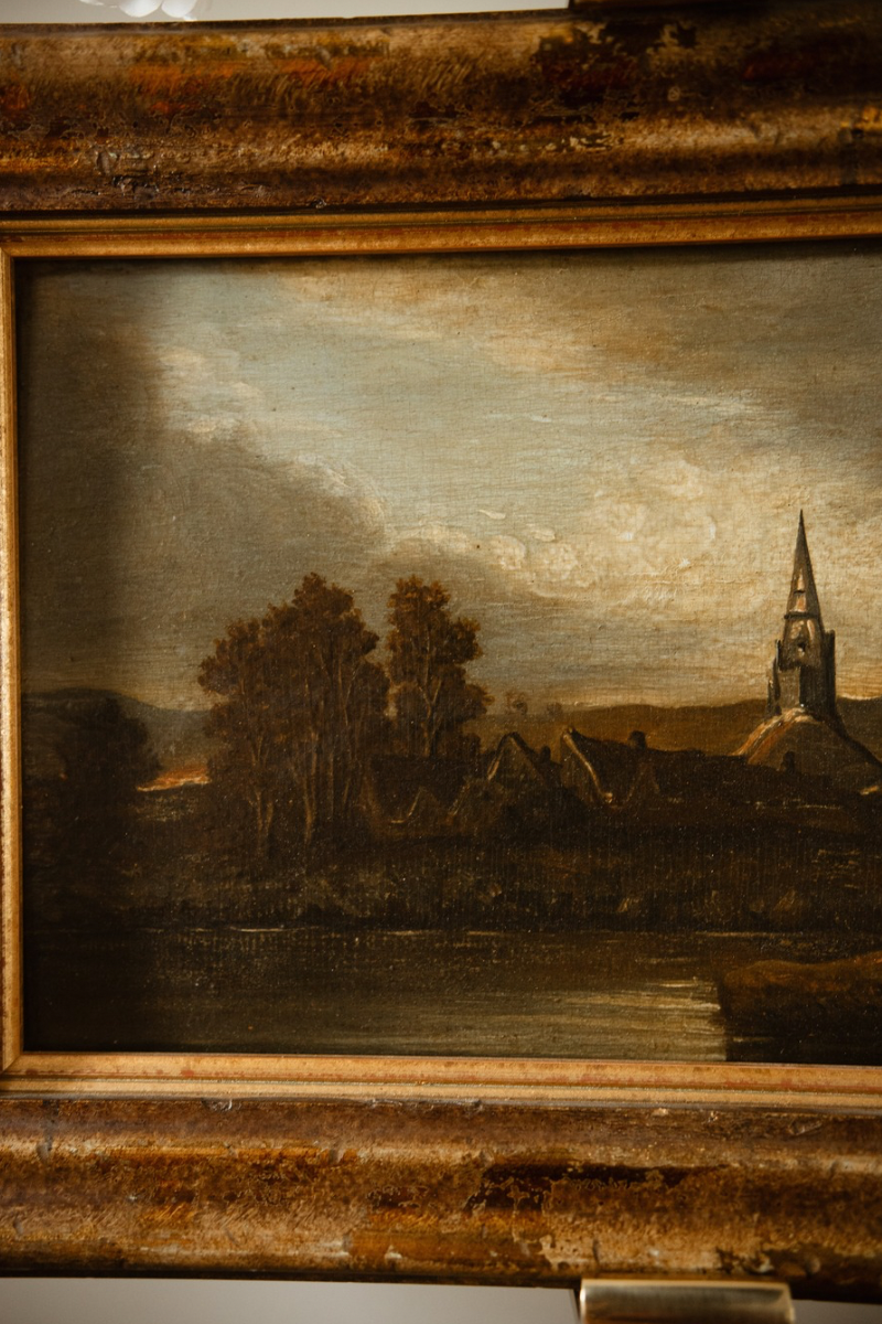 19th-Century Village Landscape with Church Spire