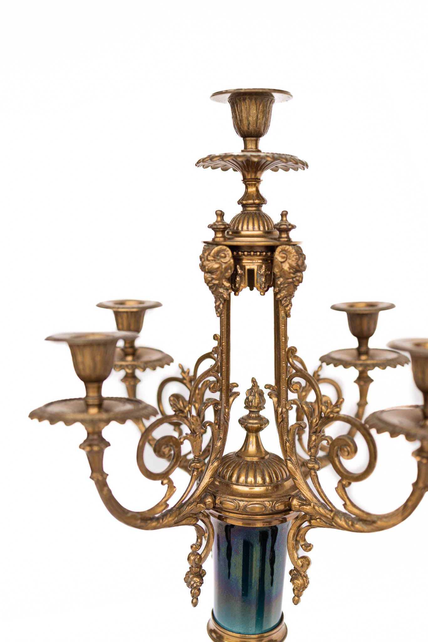 Malachite and Ormolu Bronze Candelabra Set
