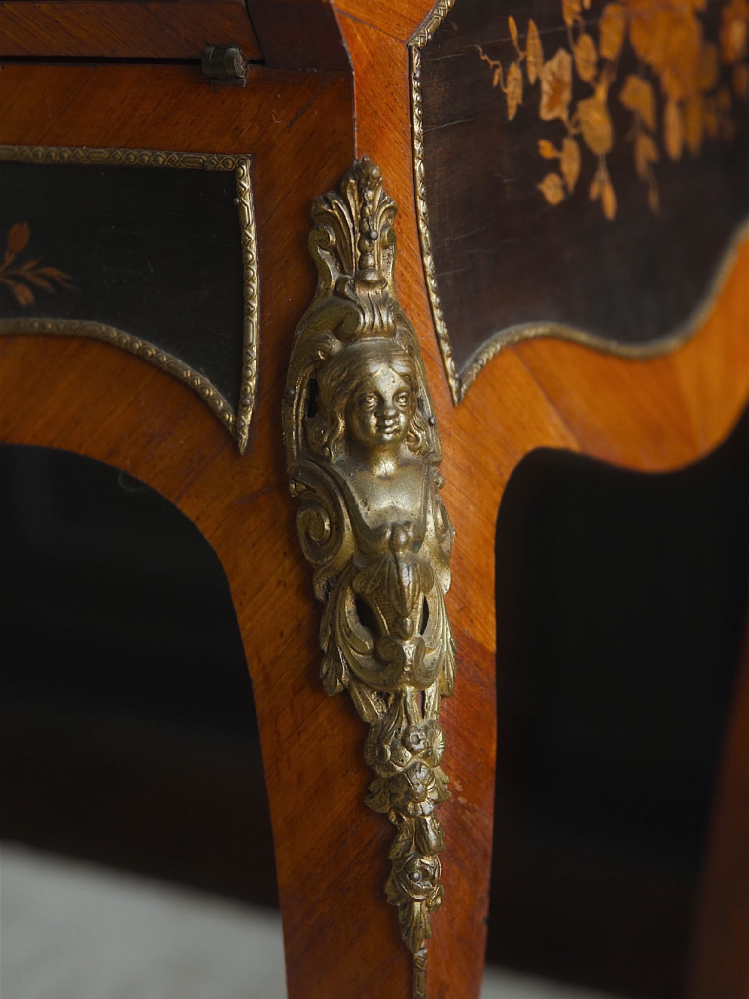 Louis XV Style Marquetry Bureau de Dame by E. Quilet, Paris