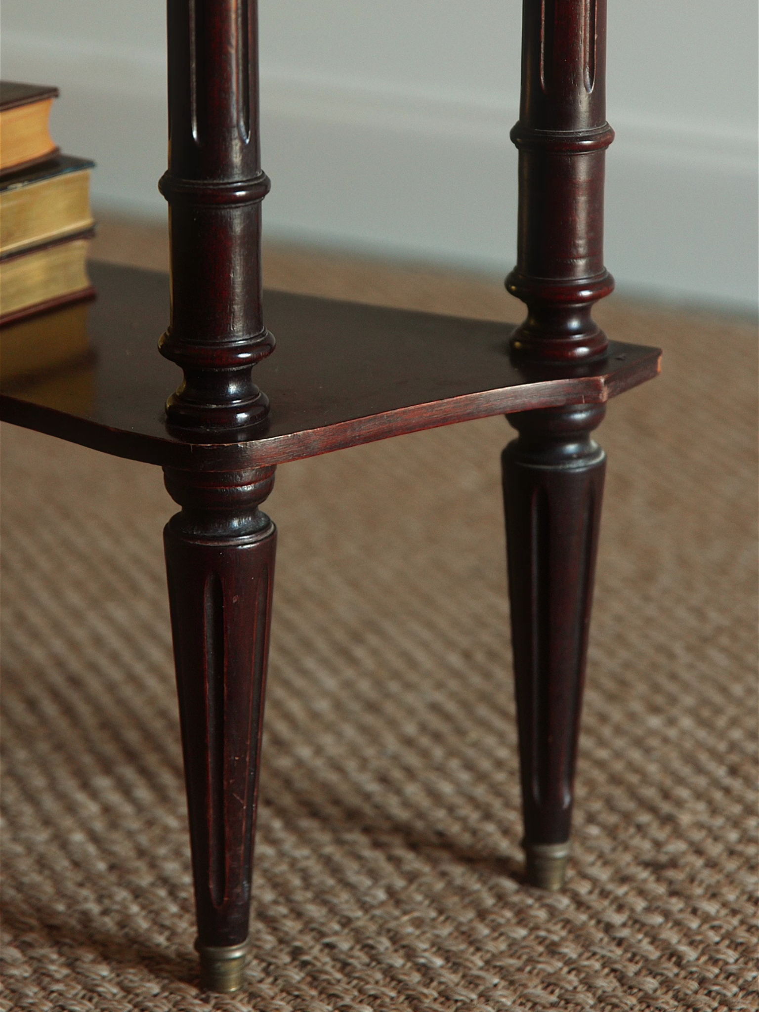 French Louis XVI–Style Mahogany Side Table with Marble Top