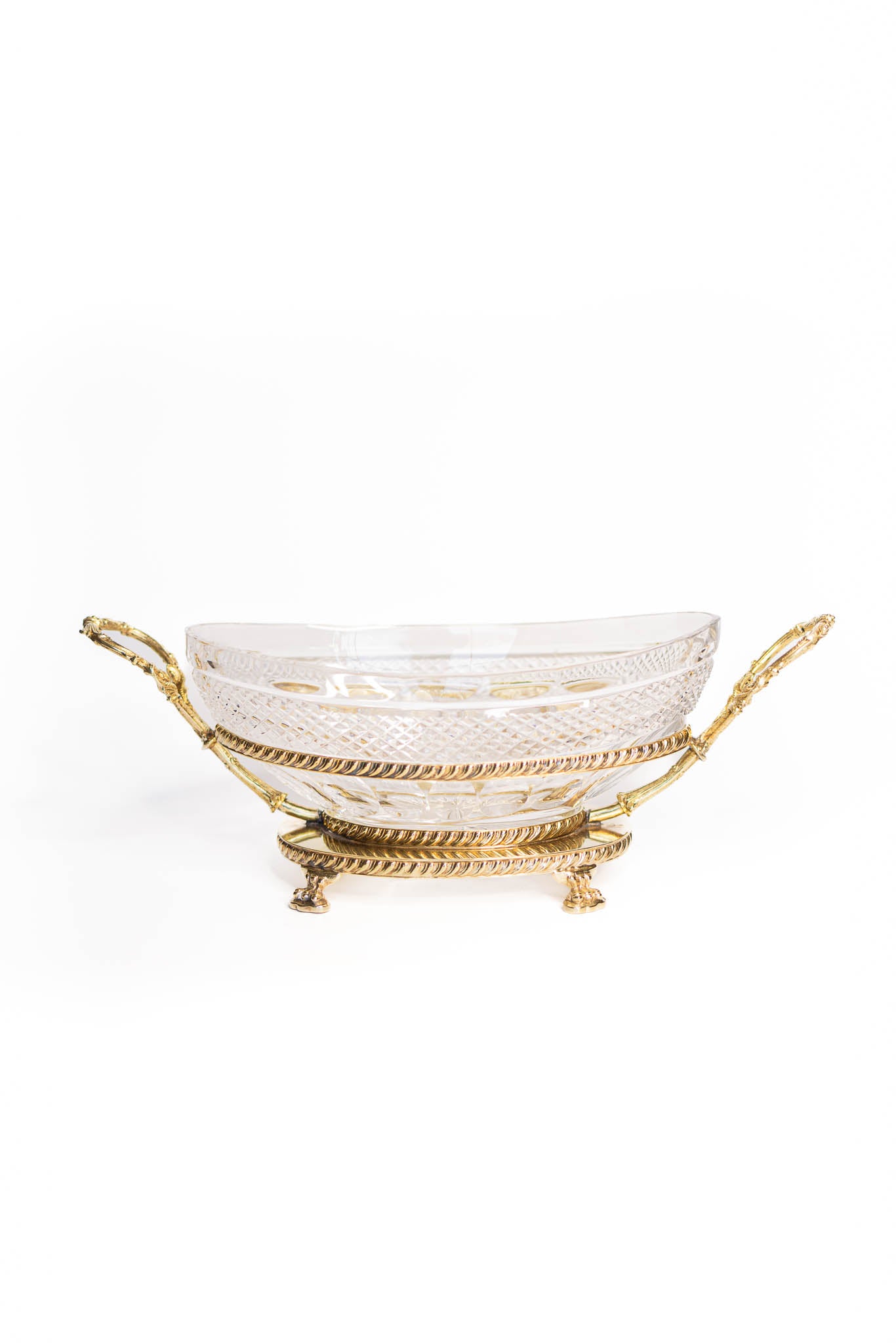 Circa 1900 Large Brass and Crystal French Centerpiece