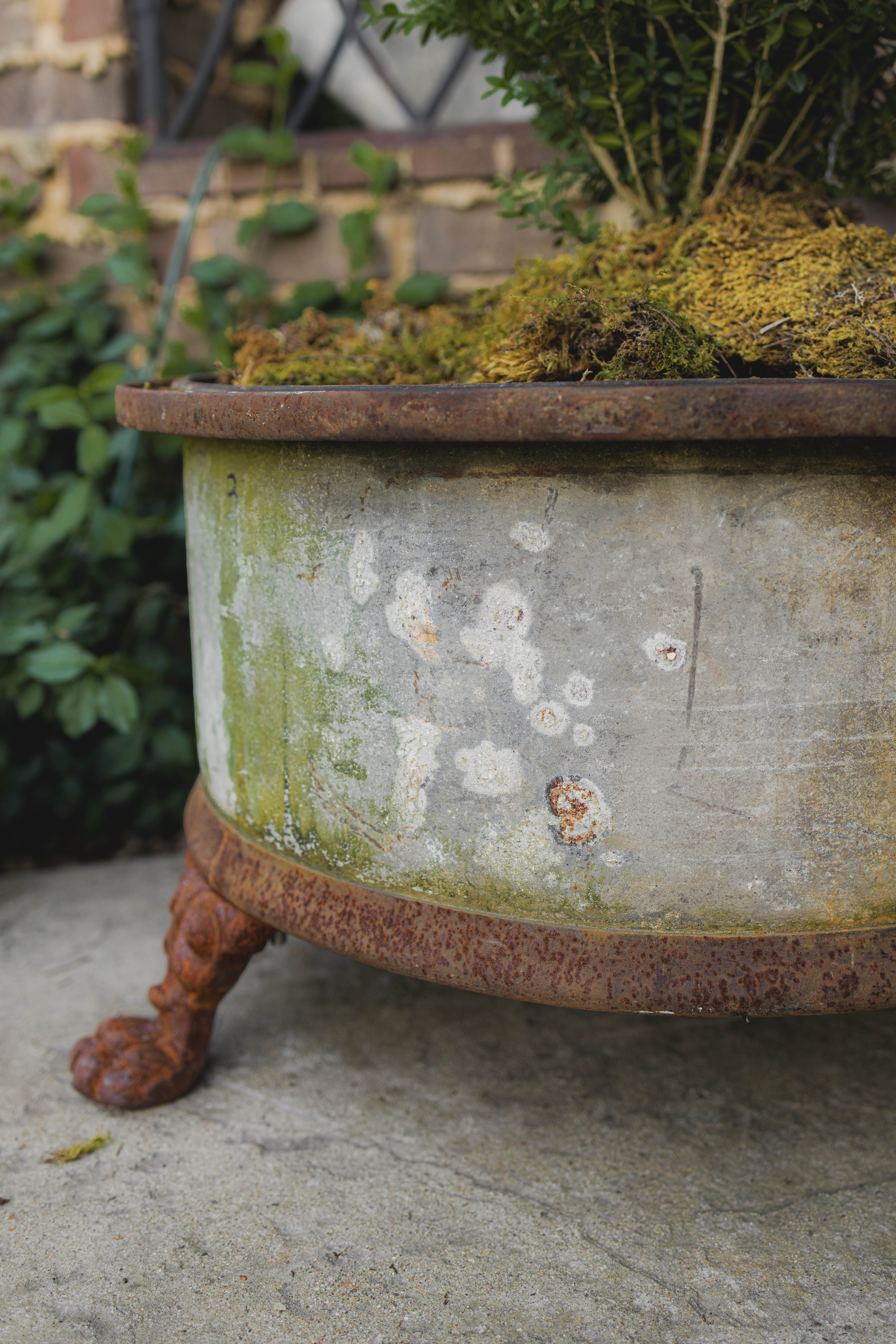 Antique Reclaimed Claw Foot Oil Barrel Planters