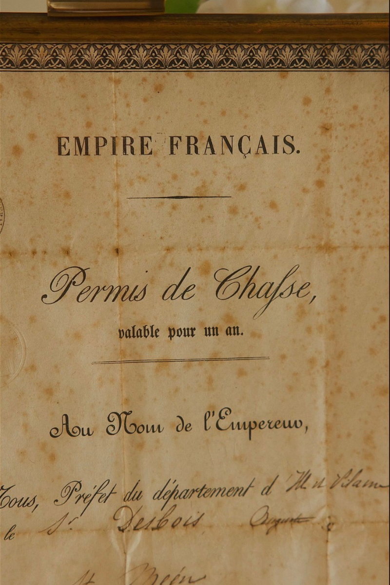 19th Century French Second Empire Hunting Permit, 1850