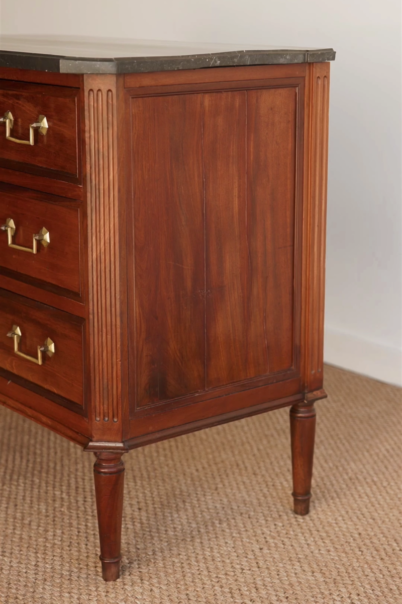 19th Century French Louis XVI–Style Mahogany Commode with Black Marble Top