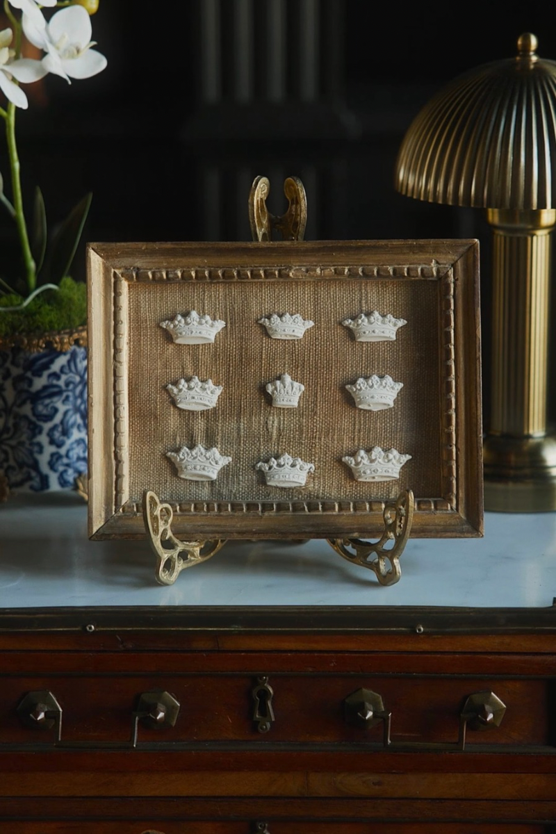Framed Collection of Nine Heraldic Crown Reliefs
