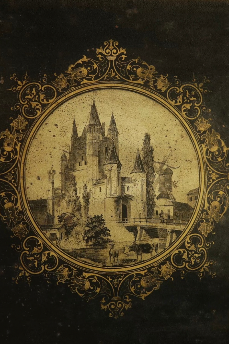 19th-Century English Tin Metal Castle Tray