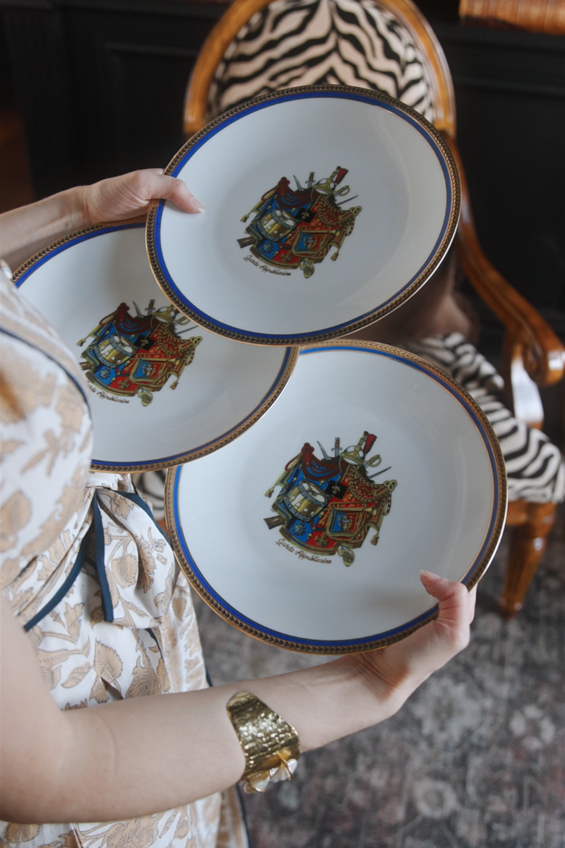 Set of Three French Limoges “Garde Républicaine” Plates by Jammet-Seignolles
