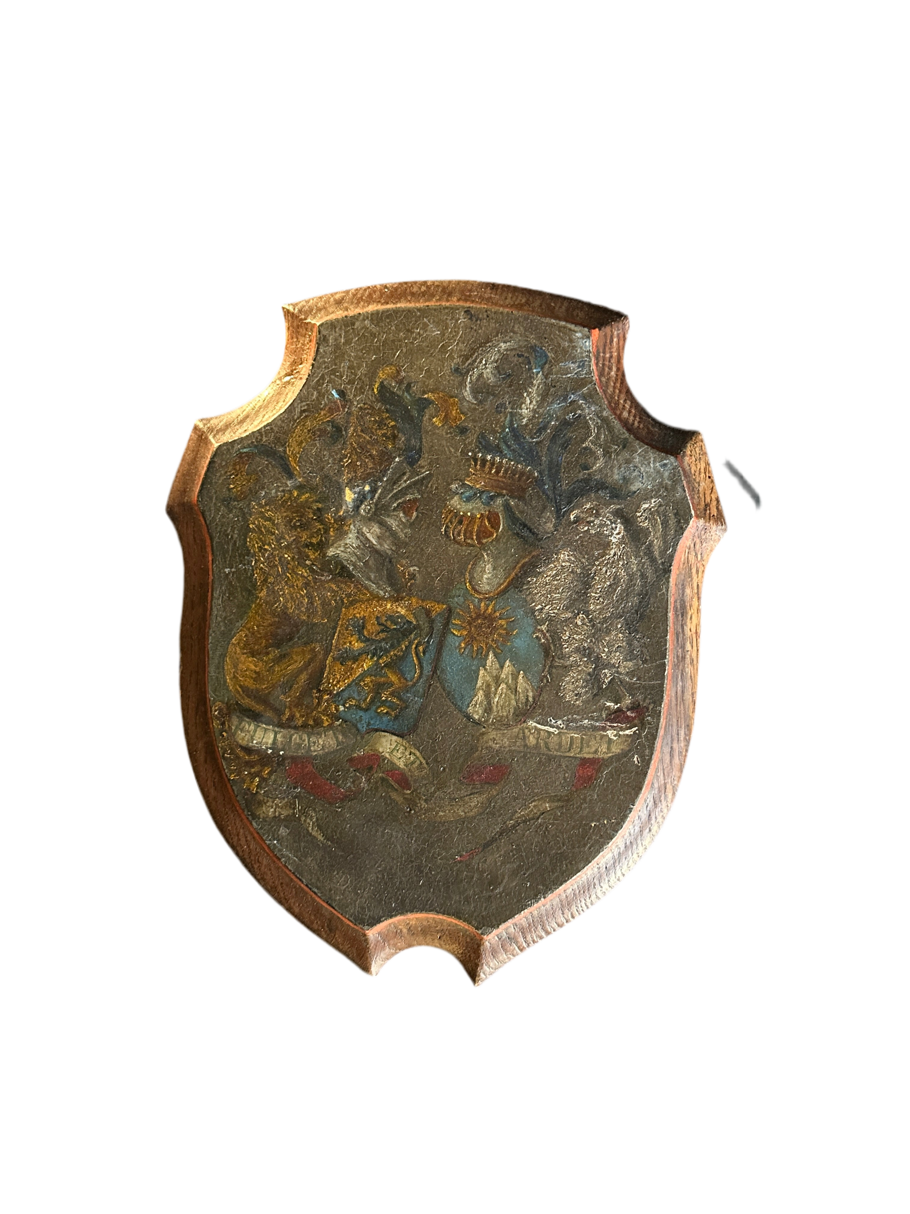 Hand Painted Heraldic Wooden Shield Plaque