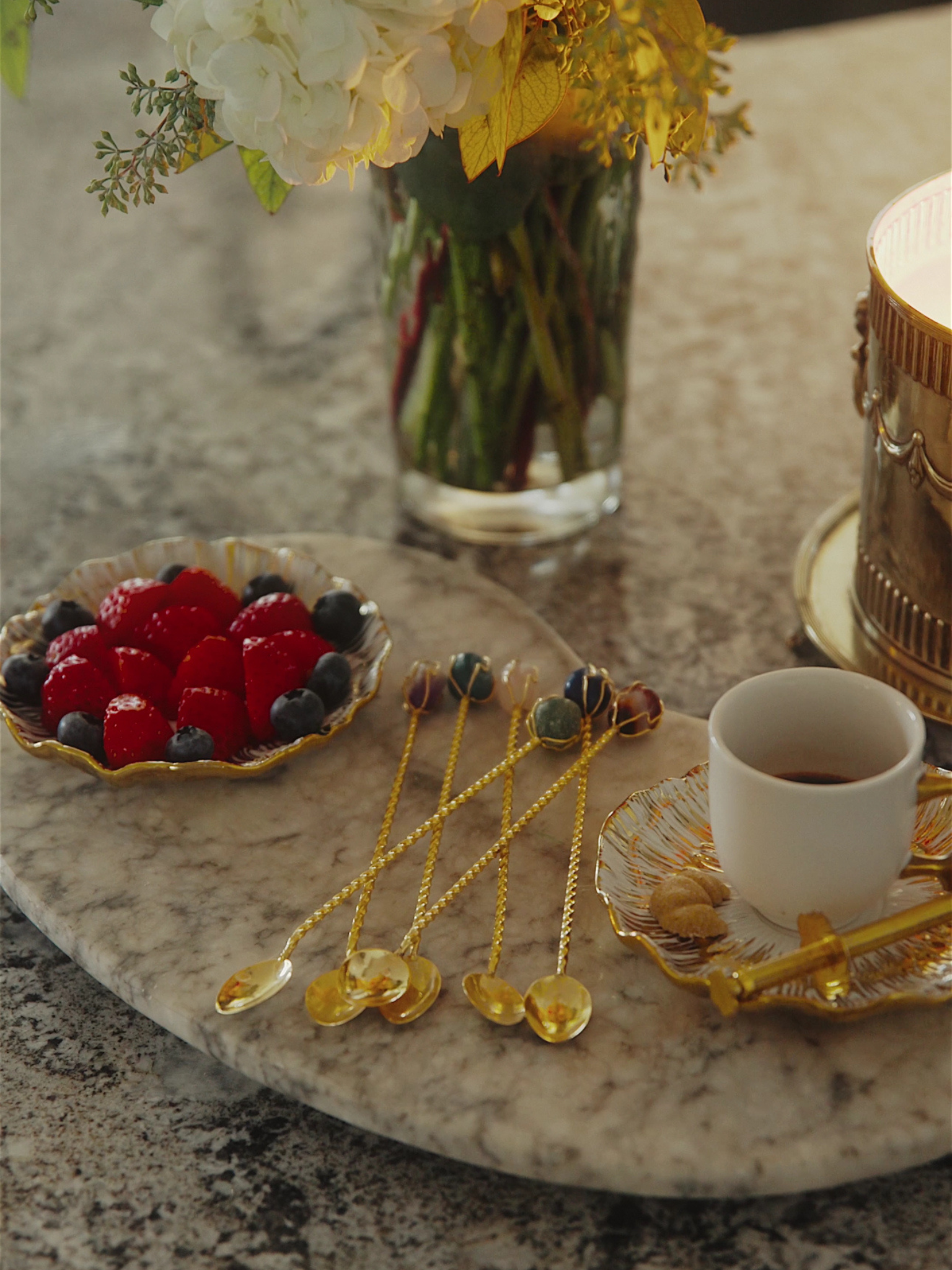 Set of Gemstone-Handled Stirring Spoons - Small