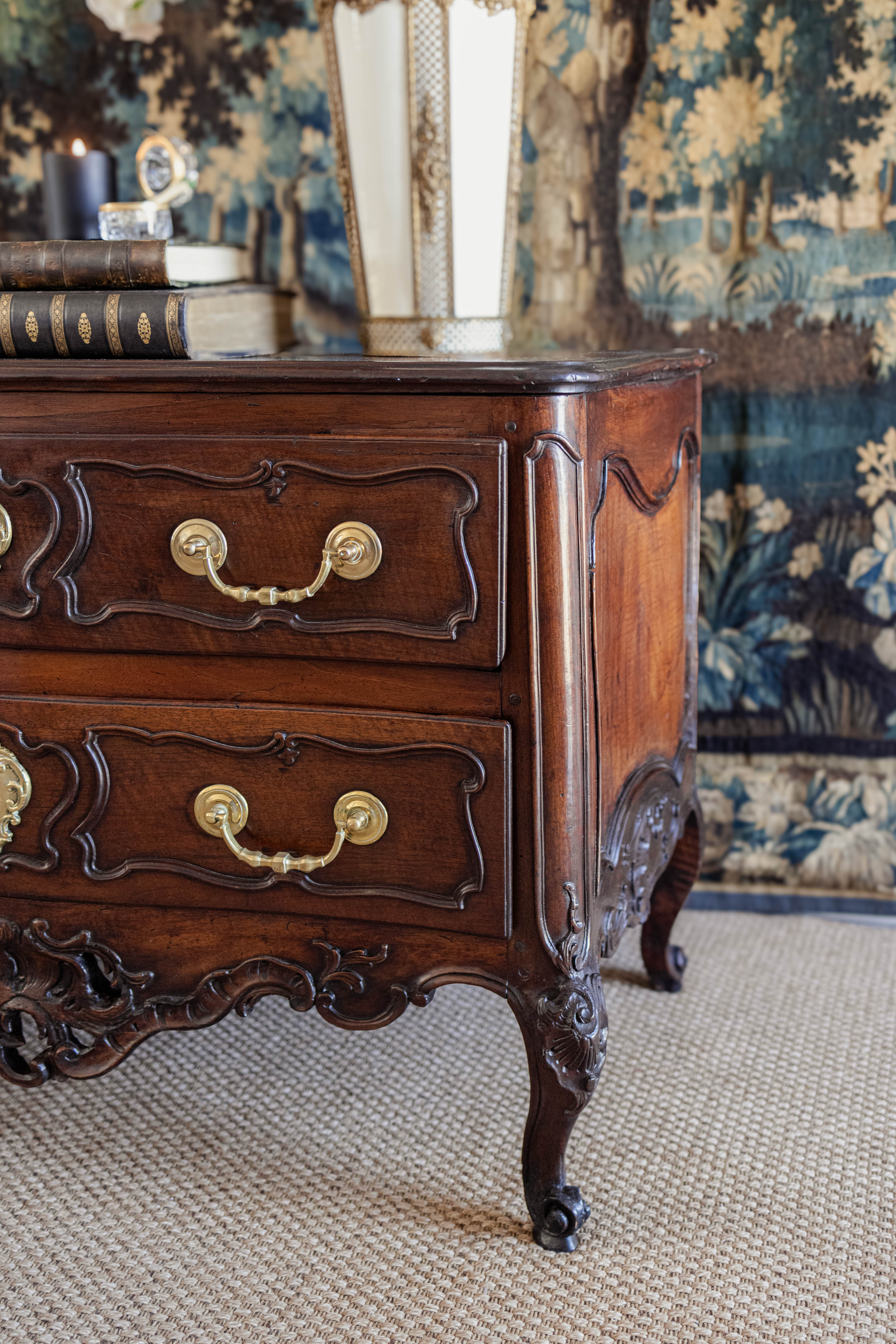1740s Louis XV Carved Walnut Commode
