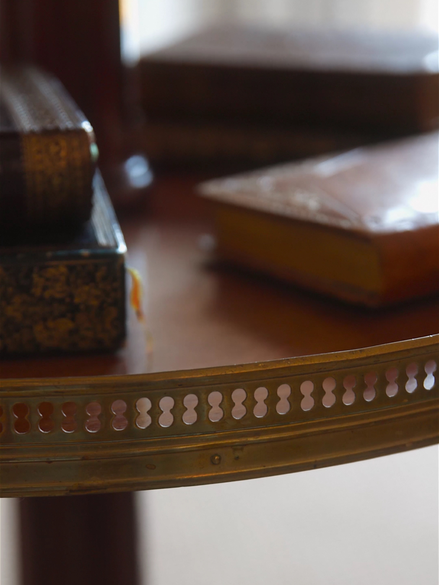 French Two-Tier Mahogany Guéridon with Brass Galleries