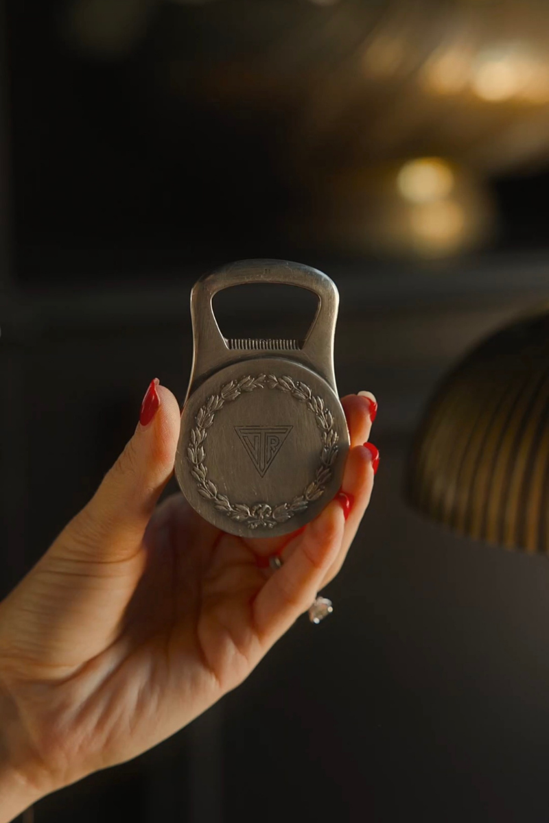 20th-Century Silver-Plated Bottle Opener with Belgian Coat of Arms