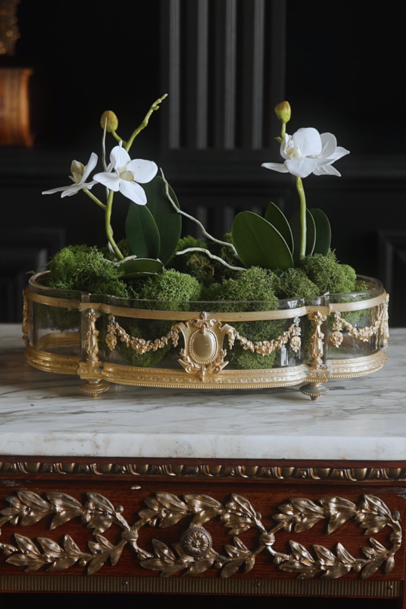 Late 19th Century French Gilt Bronze & Crystal Jardinere with Garland Motifs
