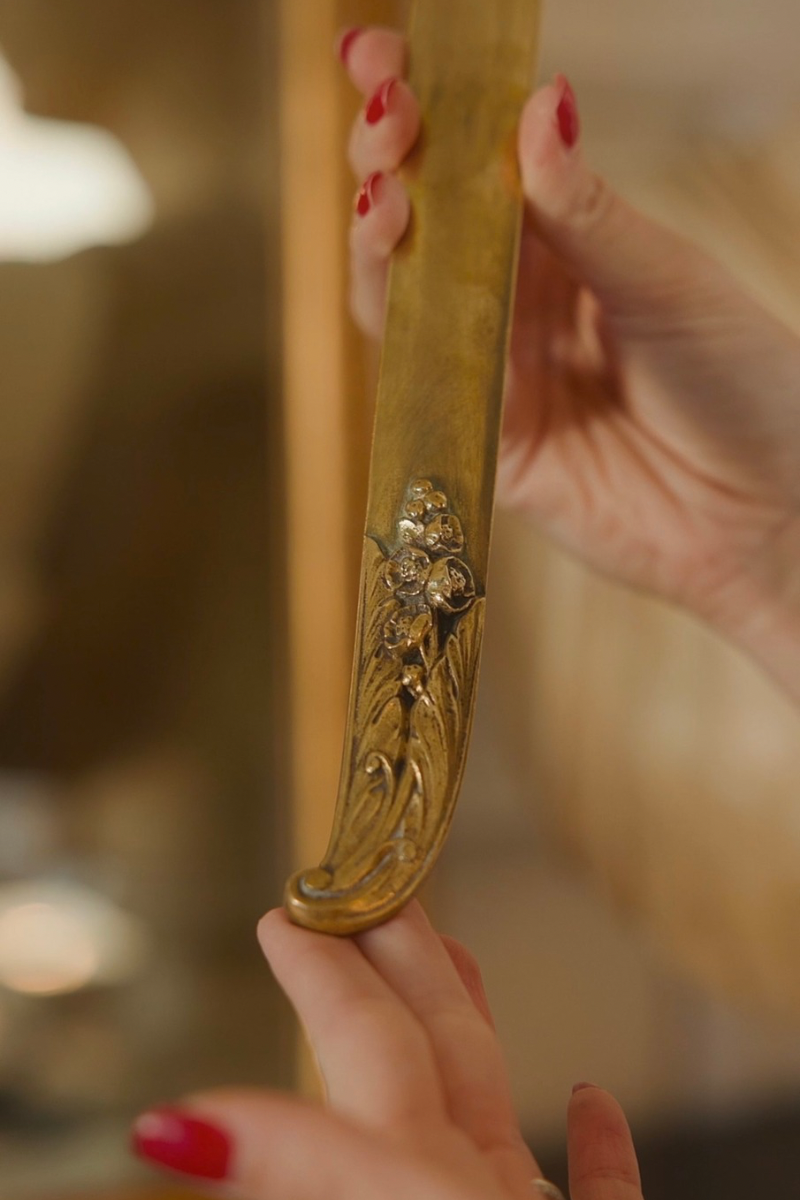Brass Floral Letter Opener with Scrolling Foliage