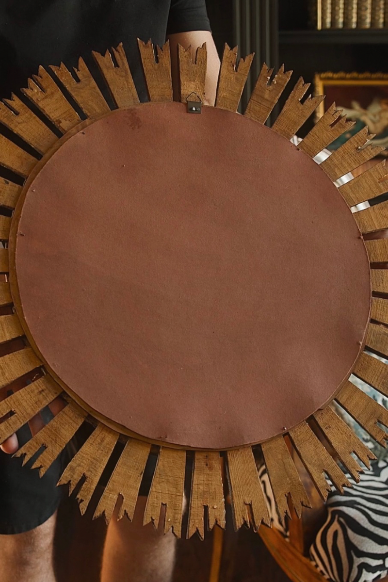 Large Mid Century Gilt Starburst Mirror