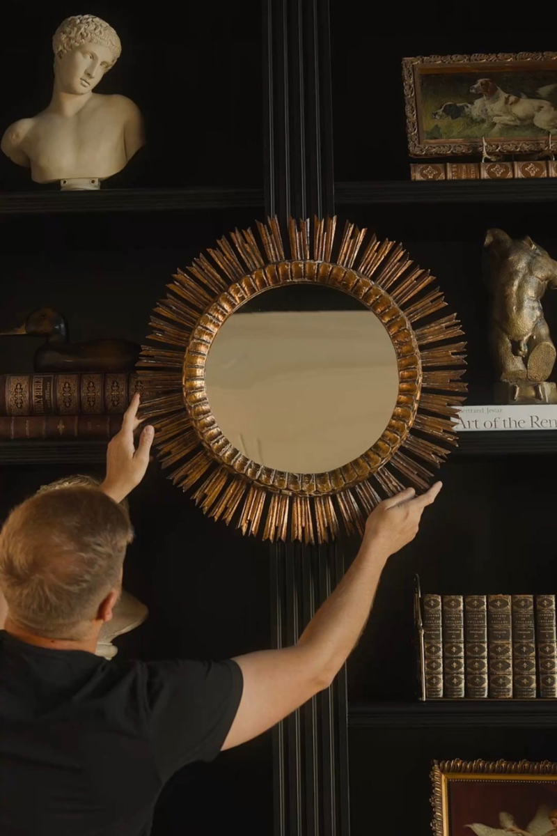 Large Mid Century Gilt Starburst Mirror