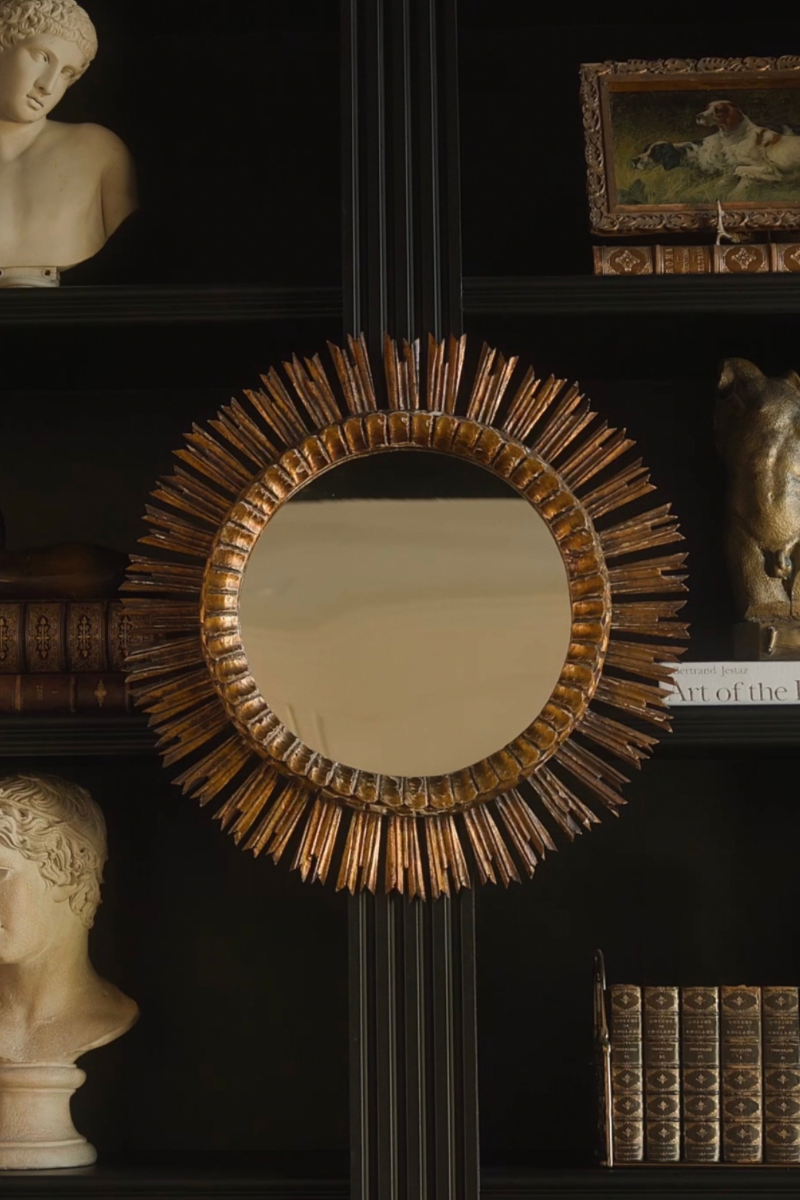 Large Mid Century Gilt Starburst Mirror