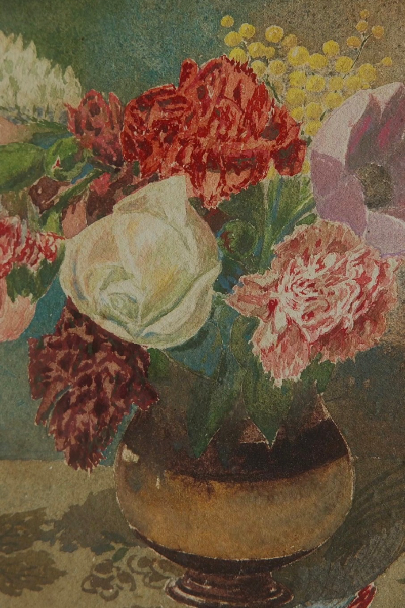 20th C. French Floral Watercolor