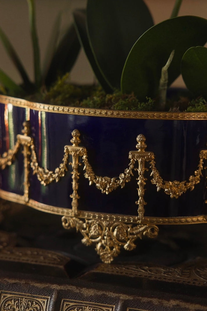 French Louis XVI Cobalt Glass & Gilt Jardiniere