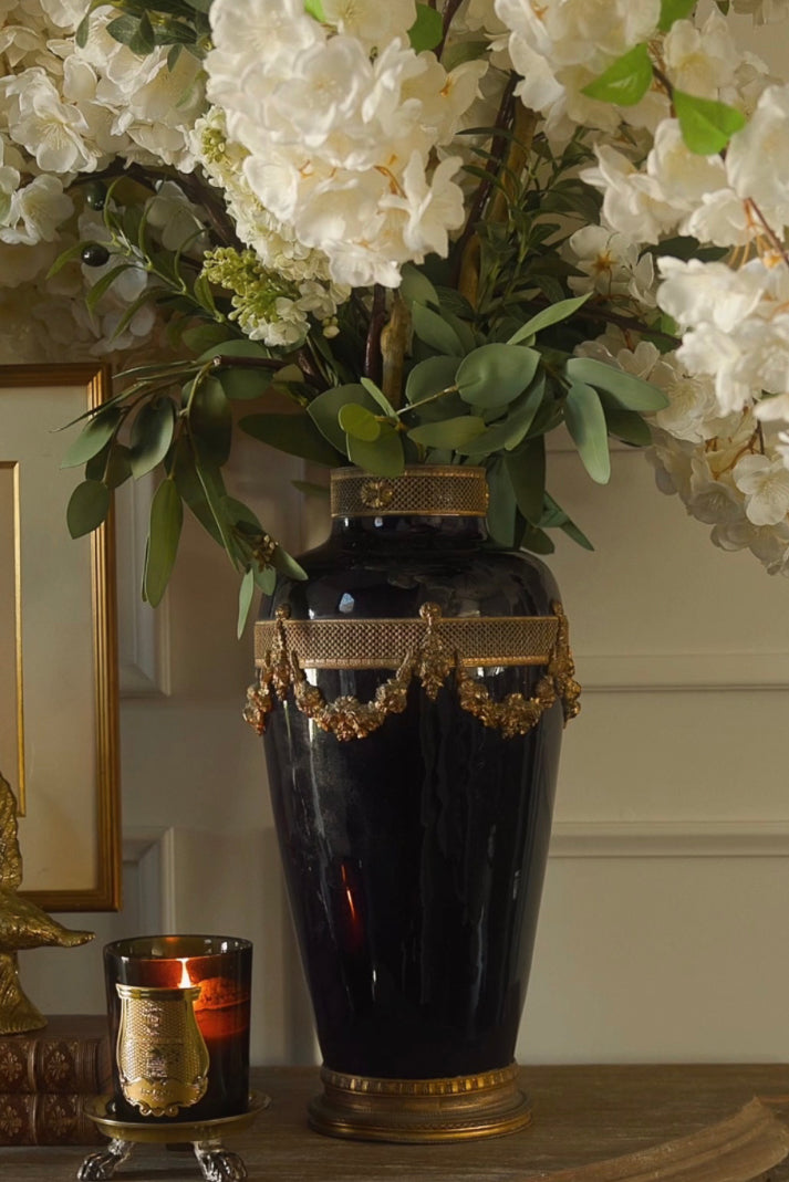 French Louis XVI Cobalt Porcelain & Gilt Bronze Mounted Vase - 1880-1910