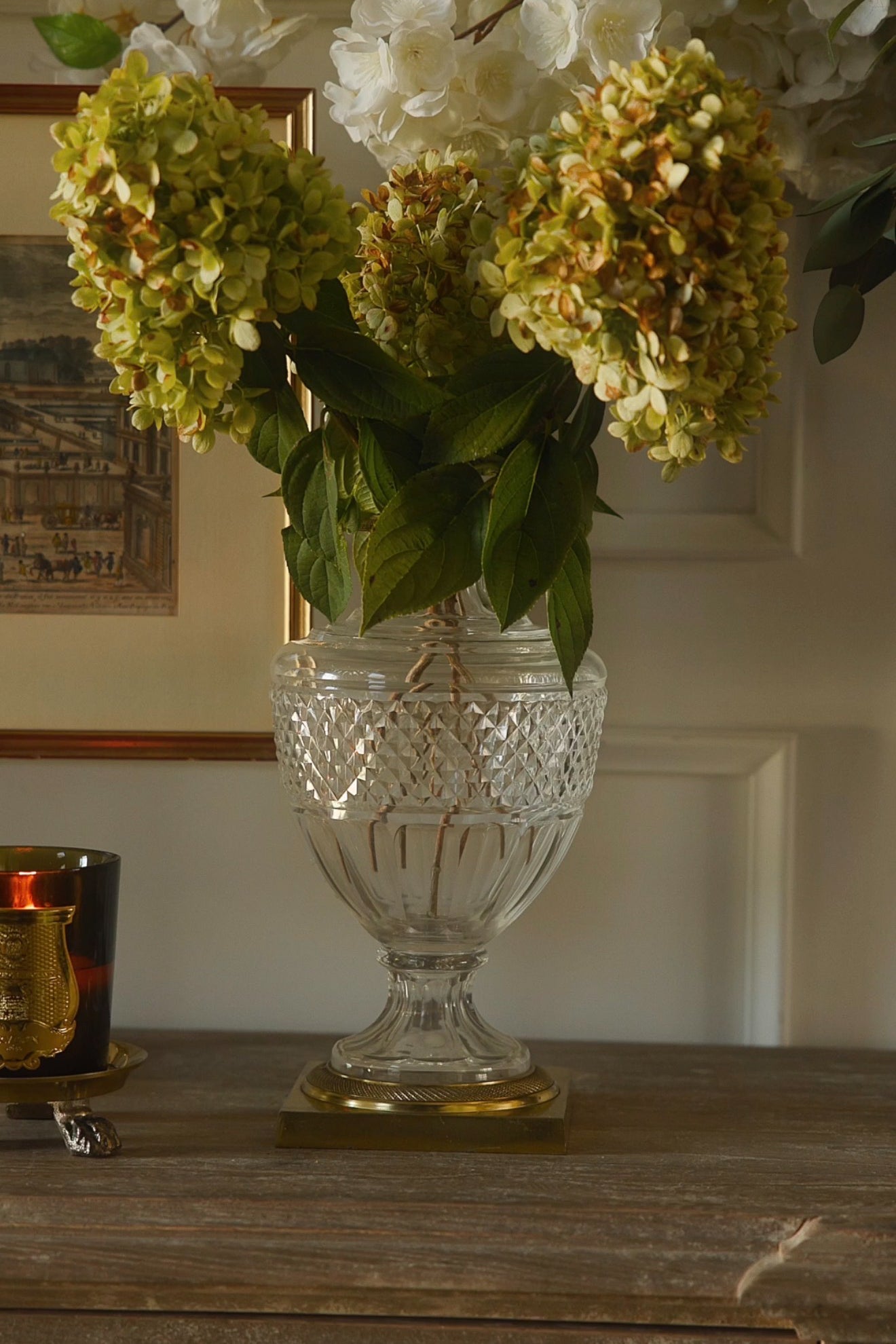 19th C. French Cut Crystal & Gilt Bronze Mounted Urn Vase
