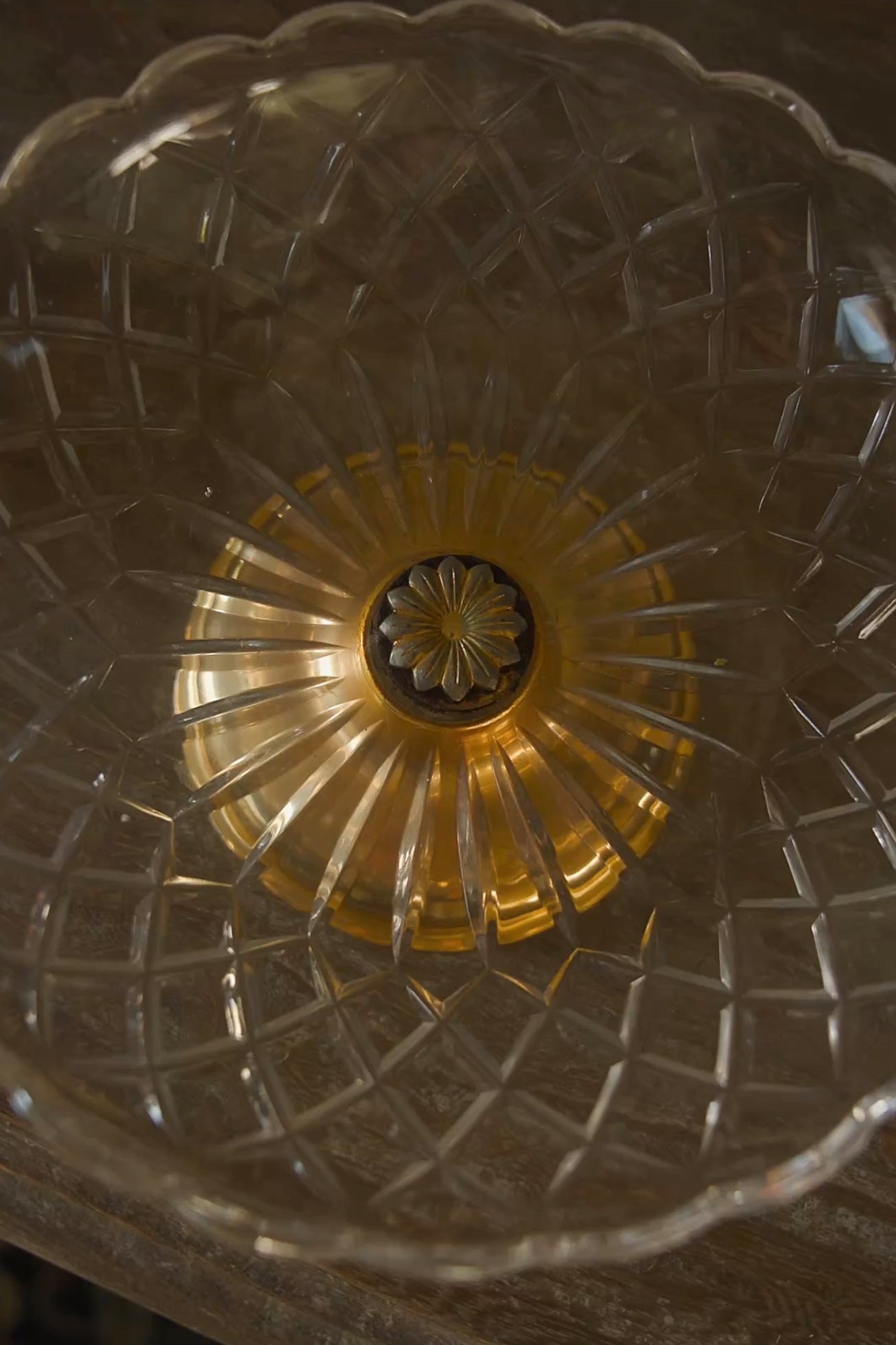 20th Century Crystal & Brass Fruit Bowl