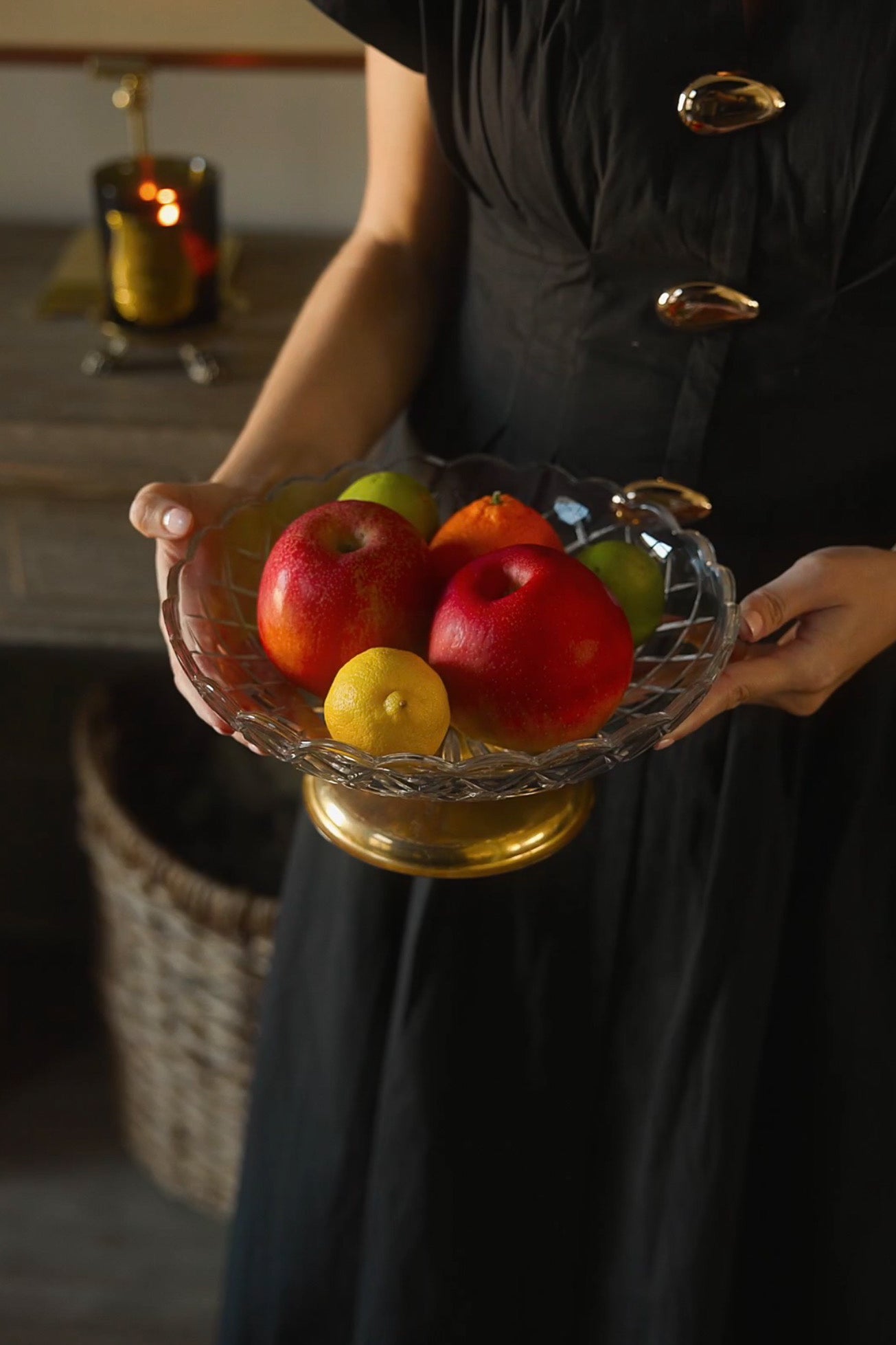 20th Century Crystal & Brass Fruit Bowl
