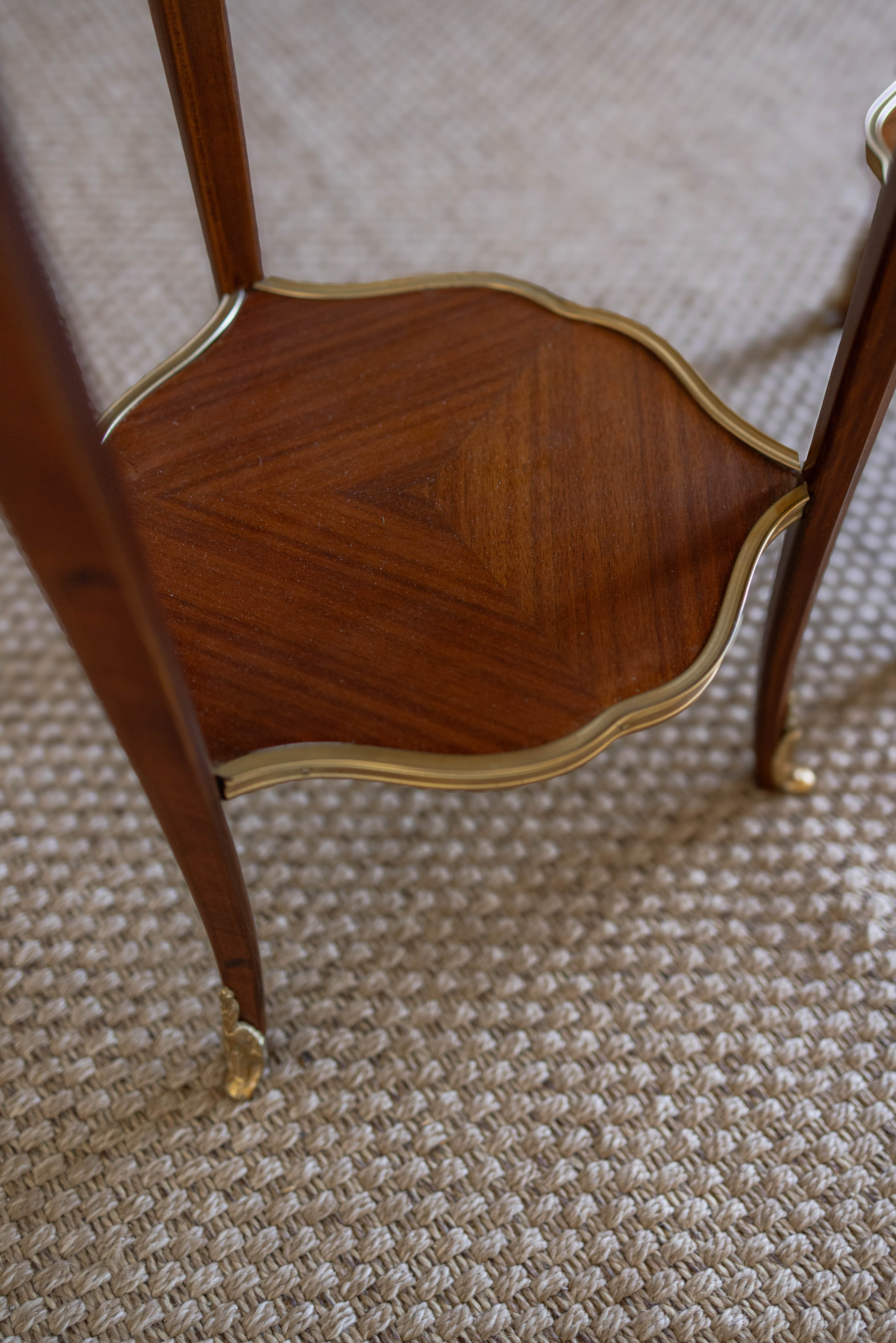 Pair of Louis XV–Style Ormolu-Mounted Marble-Top Pedestal Tables