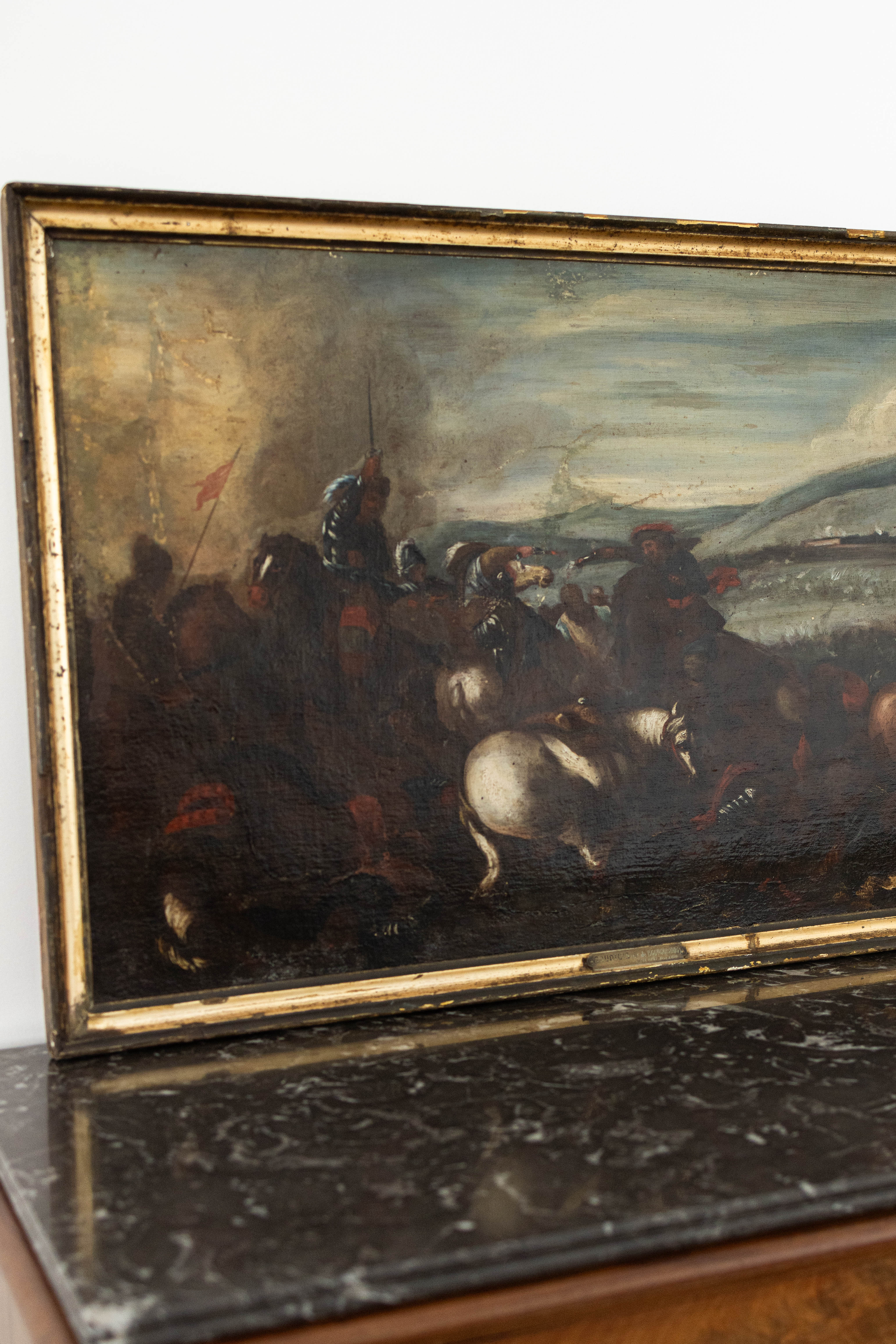 1700s Replica Oil Painting of "The Battle" by Wouwerman