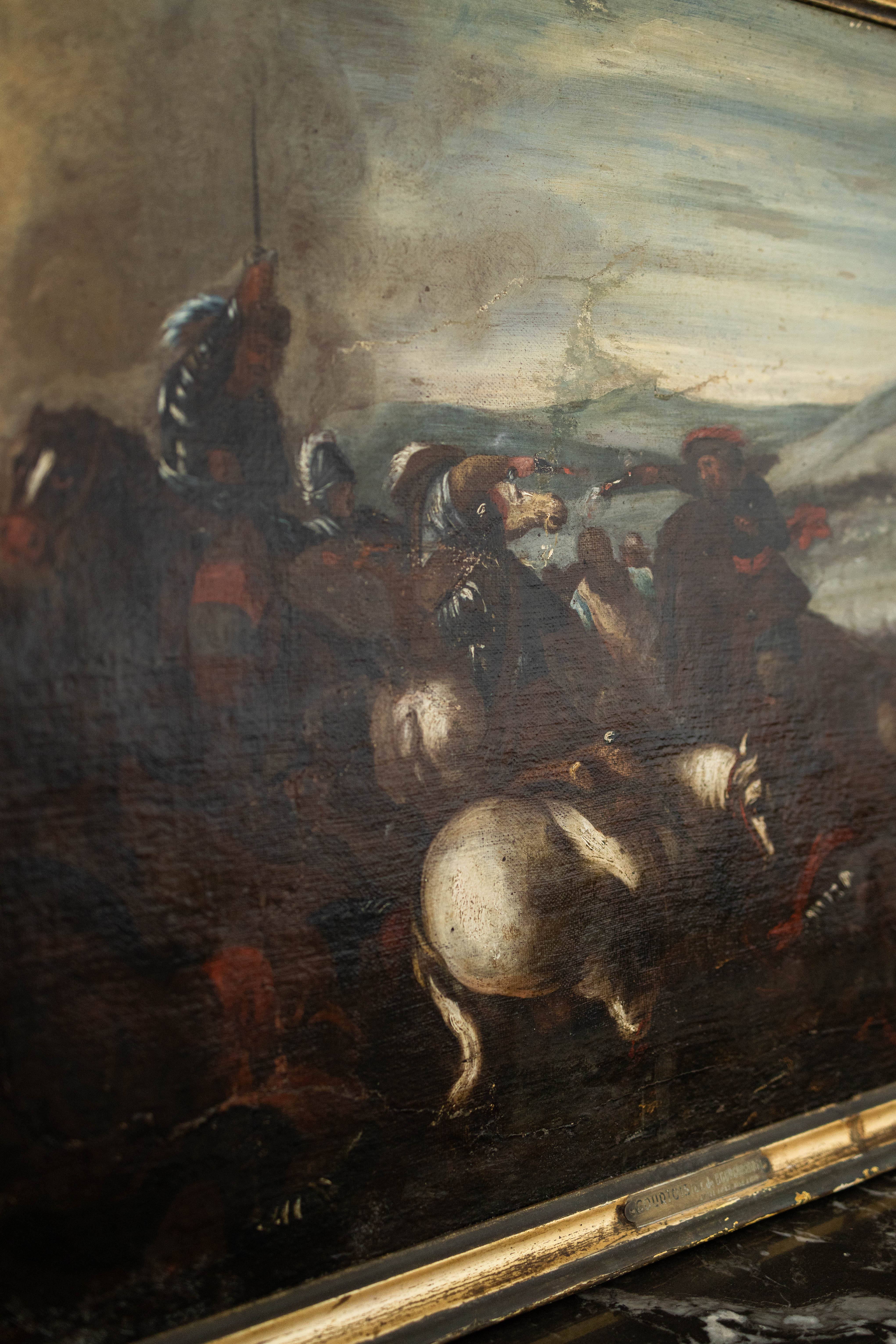 1700s Replica Oil Painting of "The Battle" by Wouwerman