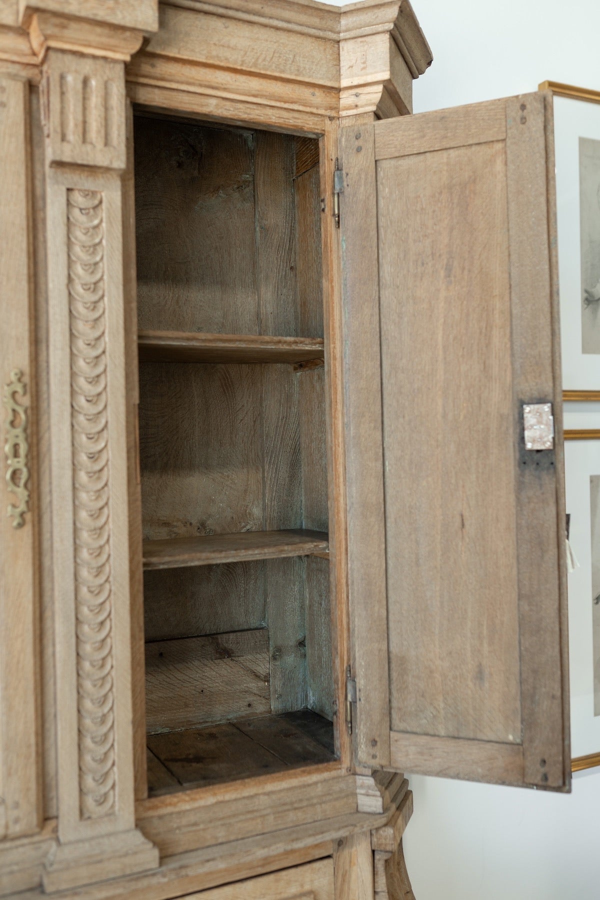 19th C. French Henri II Style Buffet Deux Corps in Bleached Oak