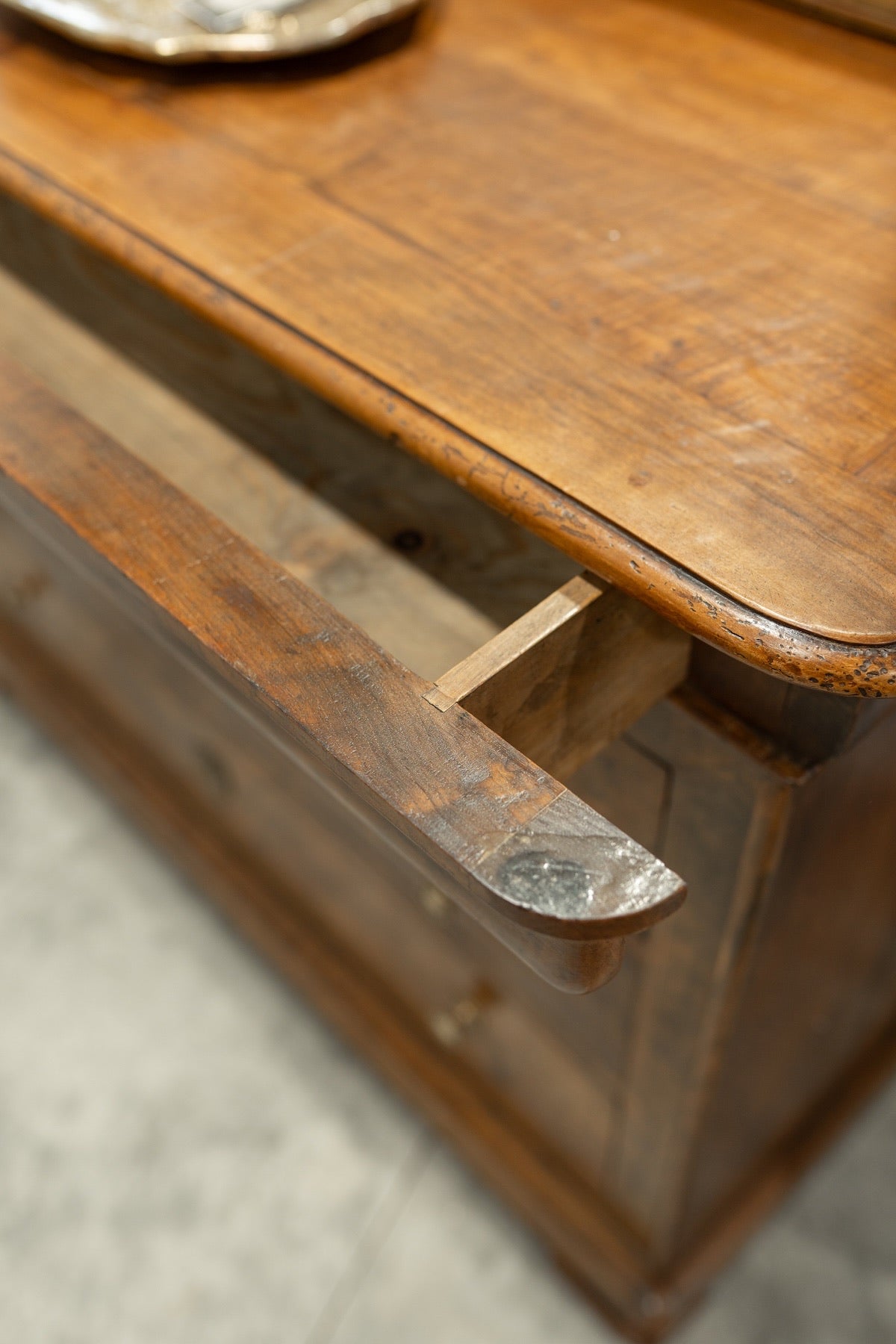 19th C. French Louis Phillipe Style Walnut Chest with Burl Veneer Drawer Fronts