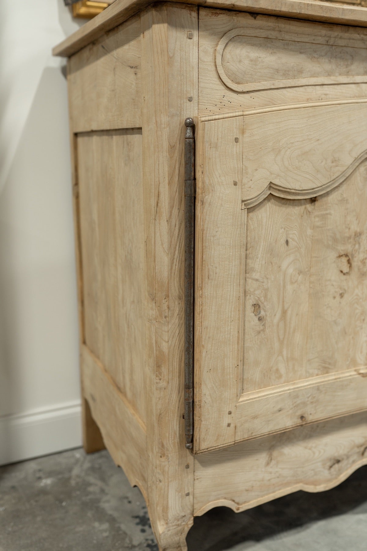 18th C. French Provincial Oak Buffet W. Hand Carved Doors & Iron Hardware