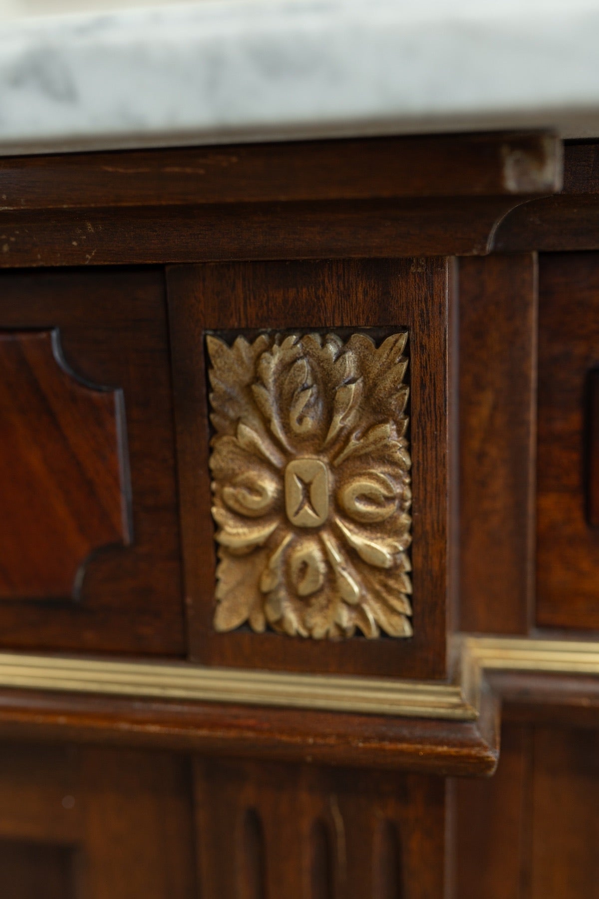 Monumental French Empire Revival Mahogany Marble-Top Buffet