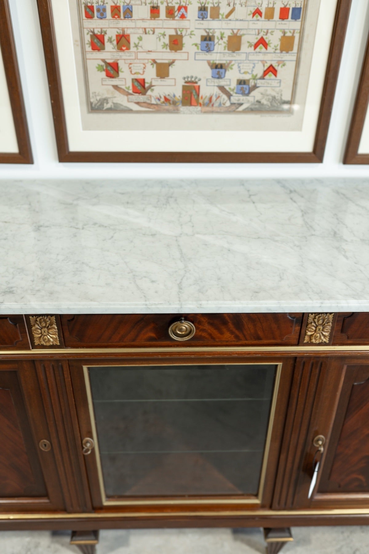 Monumental French Empire Revival Mahogany Marble-Top Buffet