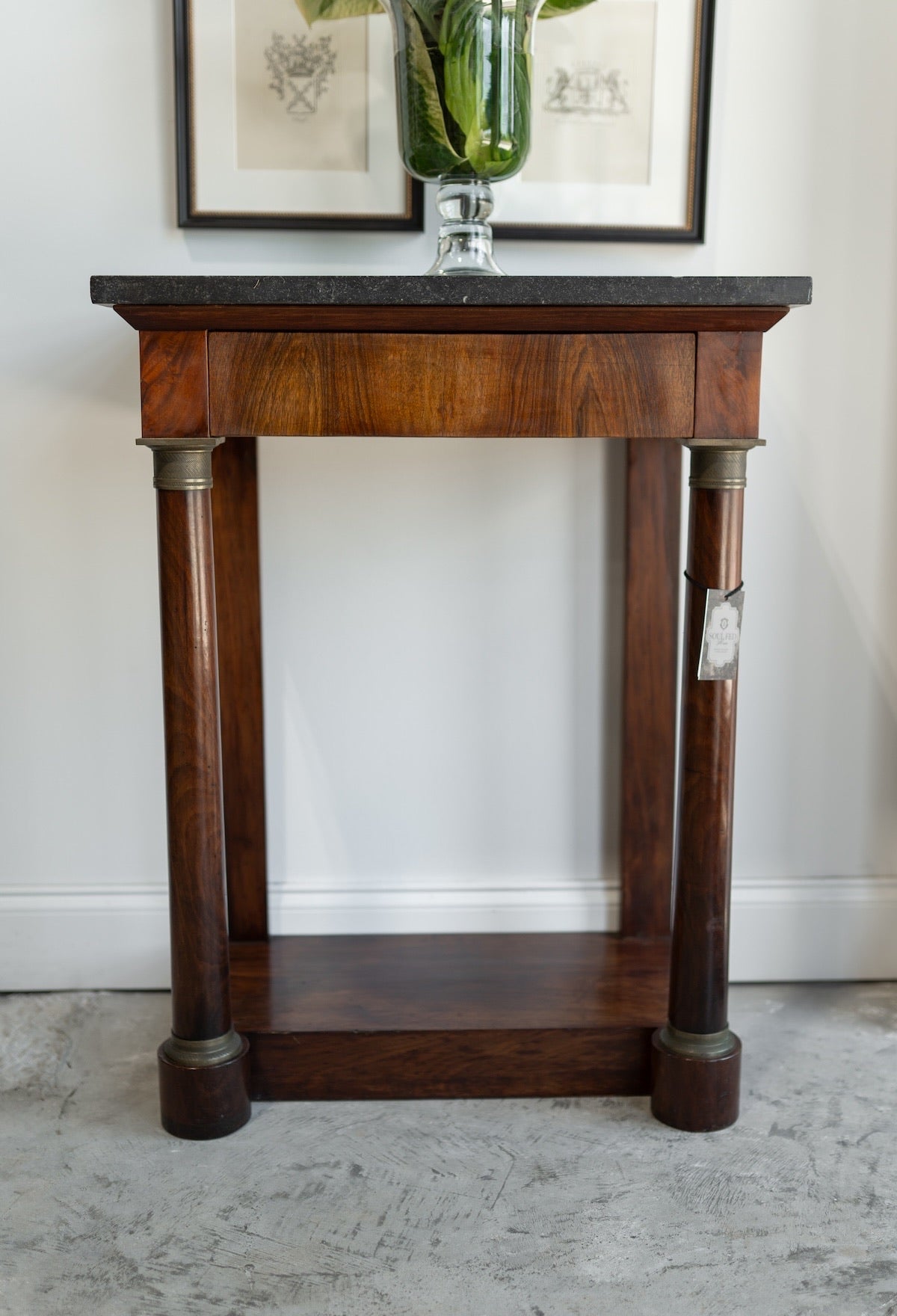 19th C. Empire Console Table W. Black Marble Top