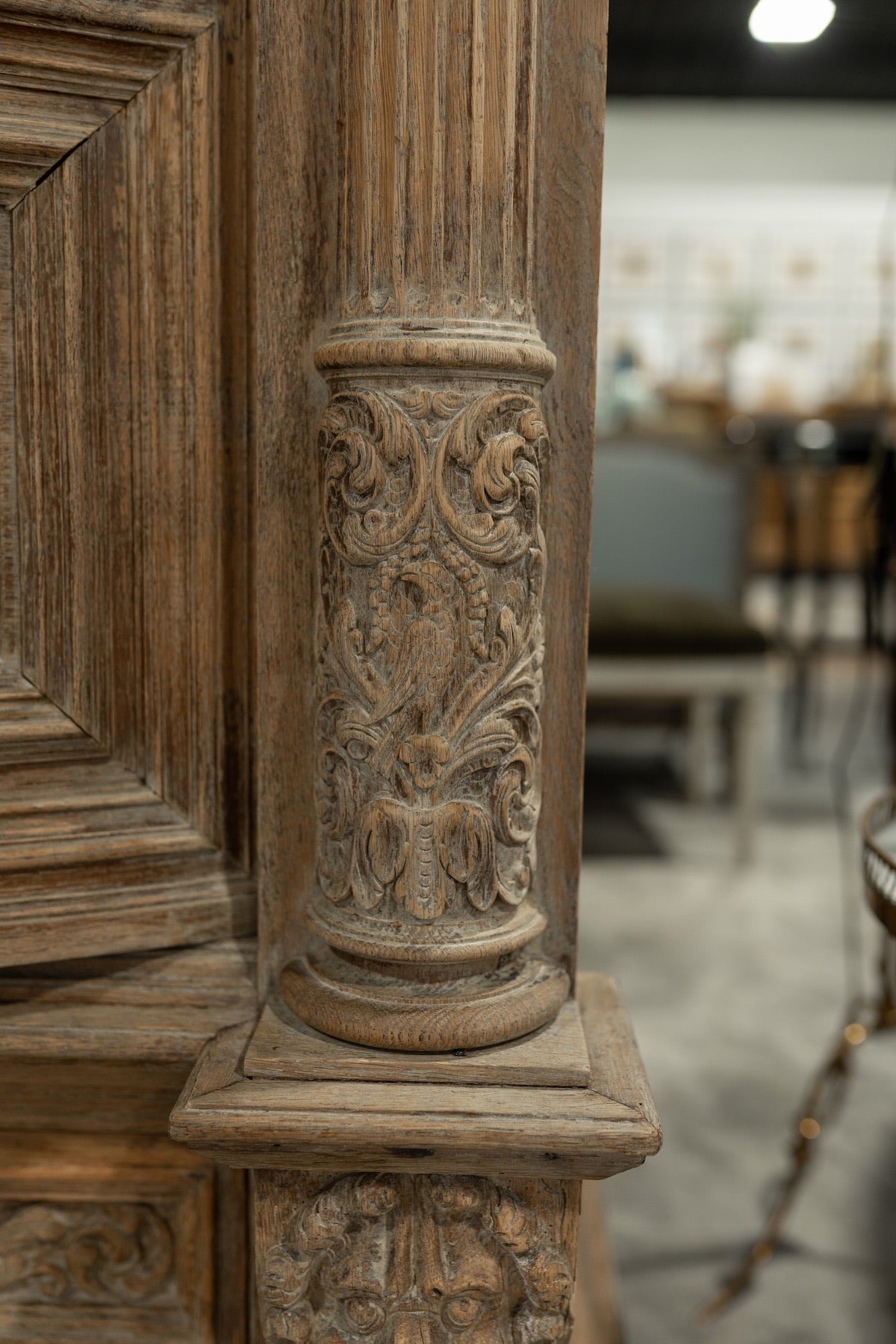 Late 19th C. French Renaissance Revival Bleached Oak Cabinet