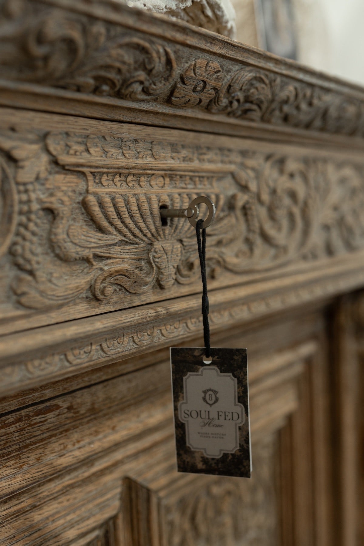 Late 19th C. French Renaissance Revival Bleached Oak Cabinet