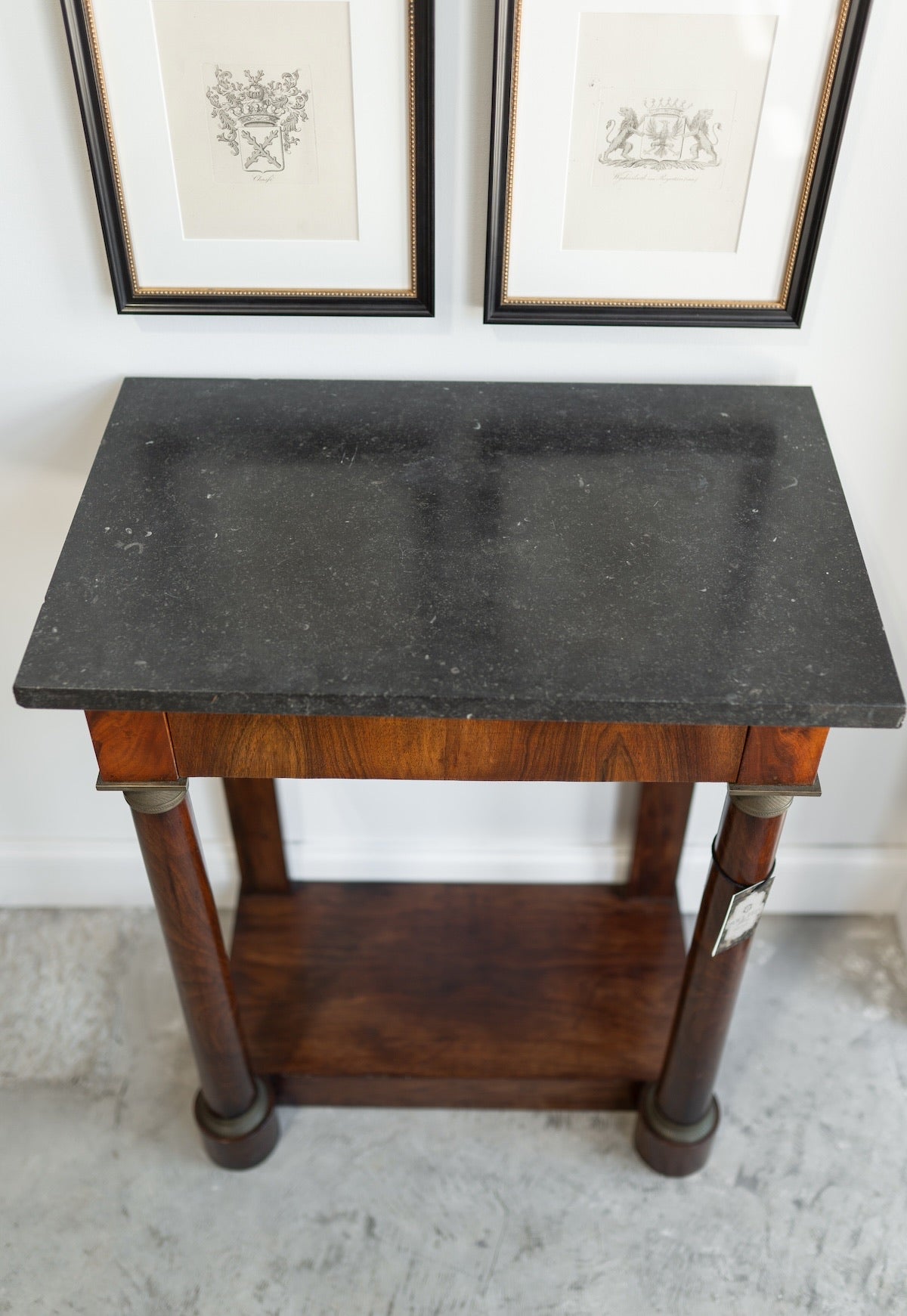 19th C. Empire Console Table W. Black Marble Top