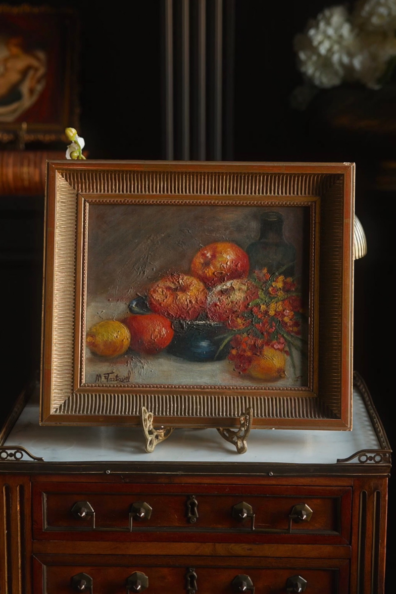 Autumn Table — Signed Fruit & Flower Still Life on Canvas