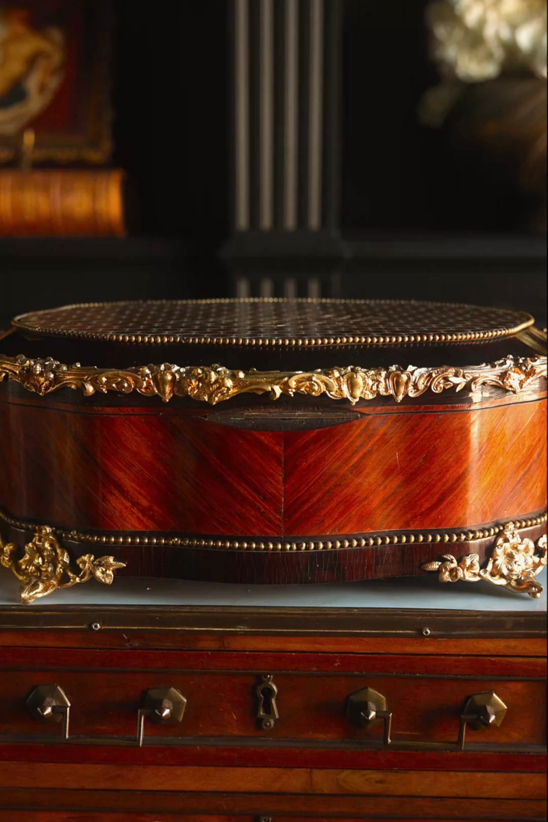 Napoleon III Marquetry & Bone-Inlaid Casket with Bronze Mounts