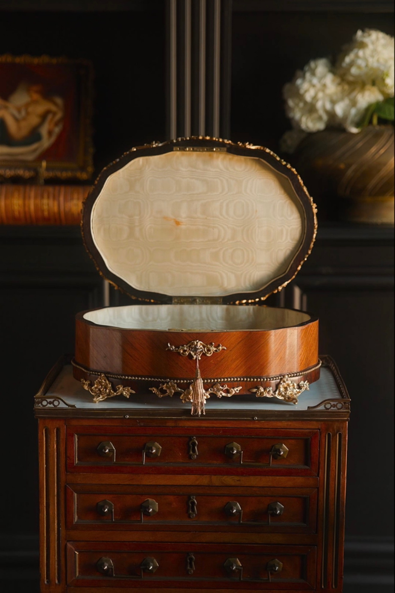 Napoleon III Marquetry & Bone-Inlaid Casket with Bronze Mounts